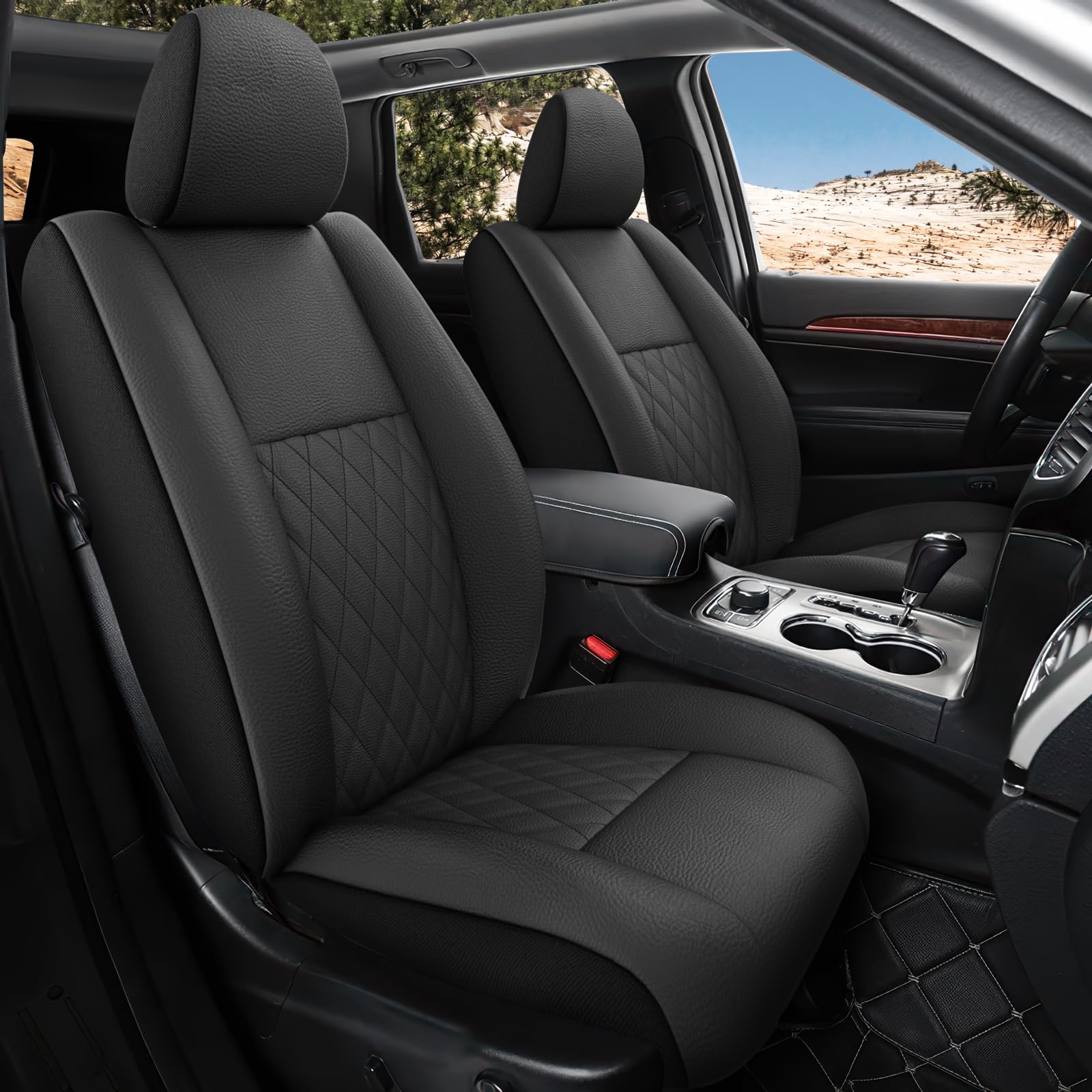 Giant Panda Front Faux Leather Seat Covers Custom Fit For Jeep Grand Cherokee Wk2 2011-2021 Laredo Limited Overland Altitude Sum