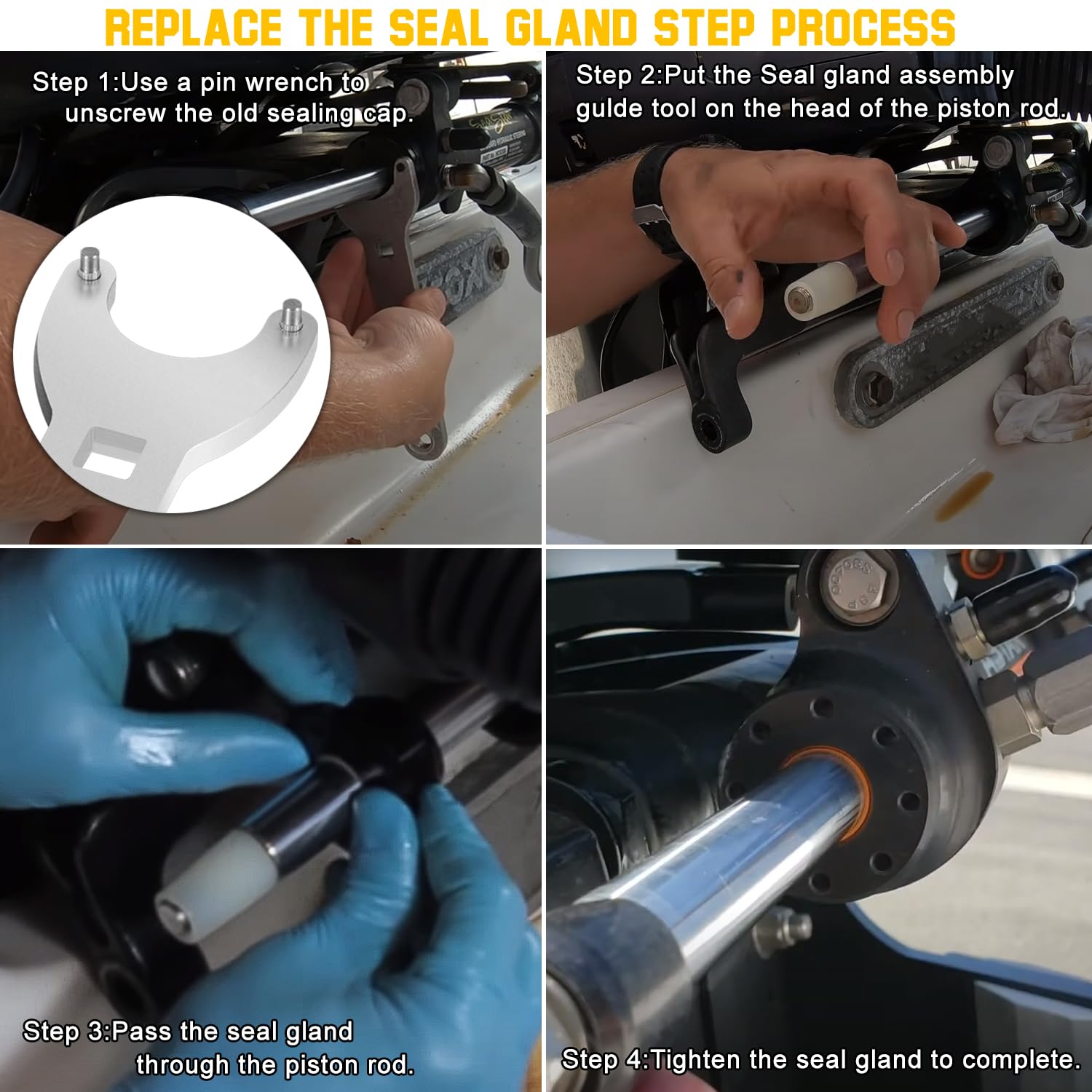 Danti HC5345 Seal Kit for SeaStar Hydraulic Steering Cylinder - Model MHSC-PW, Compatible with HC5340 to HC6751, Includes Pin Wrench