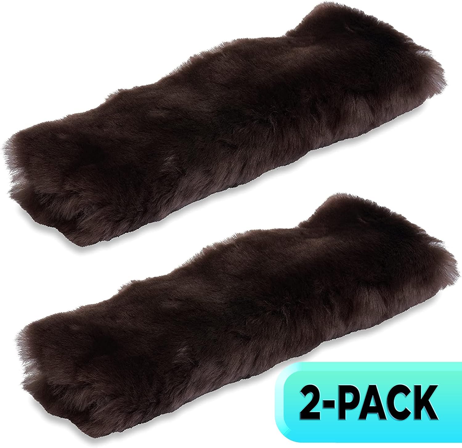 Andalus Australian Sheepskin Seat Belt Covers - Pack of 2 Hypoallergenic, Ultra Soft Shoulder Seatbelt Covers for All Ages, Vehi