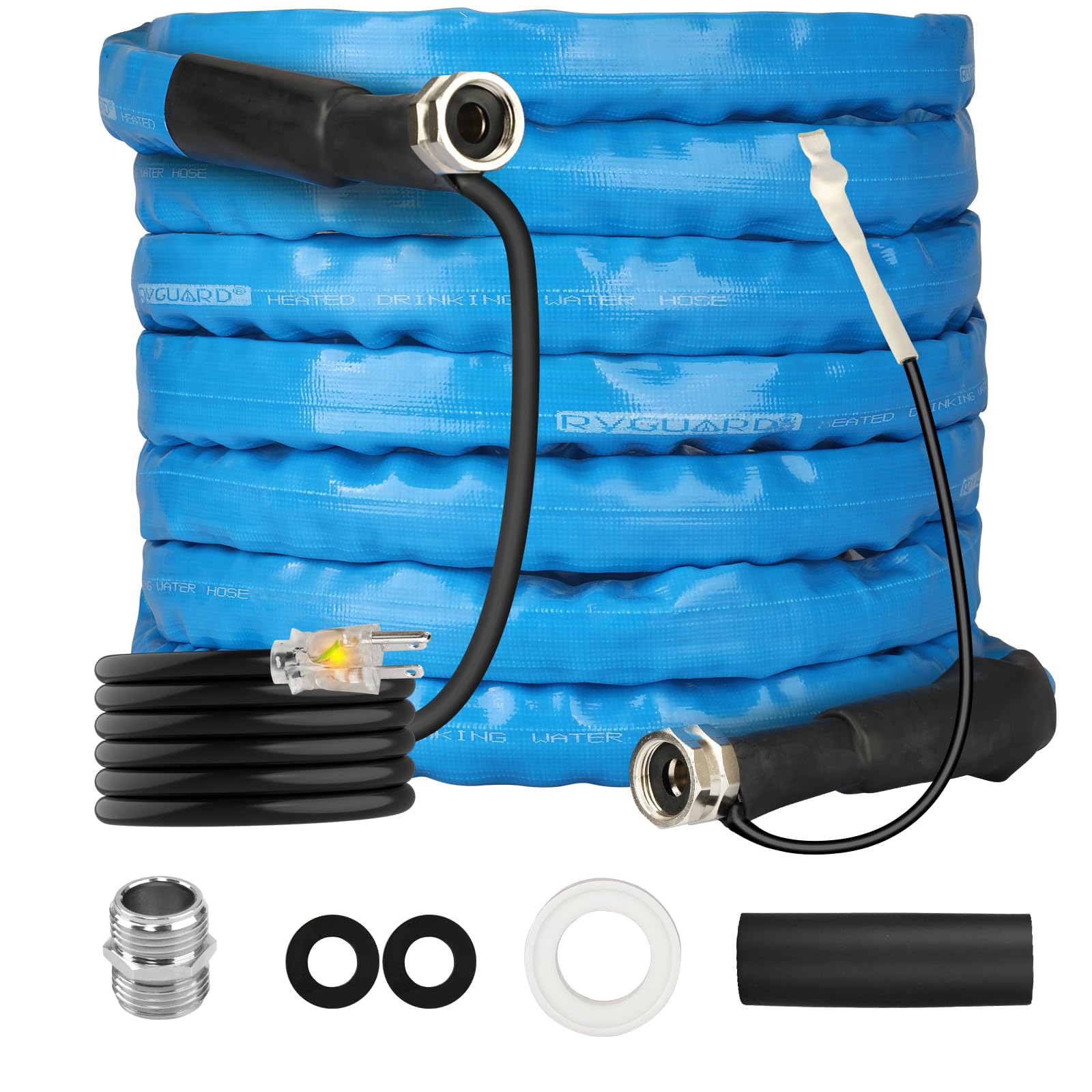 RVGUARD Heated Water Hose 25FT for RV, -20 ? Freeze Protection Heated Water Hose with Energy-Saving Thermostat, Lead and BPA Fre