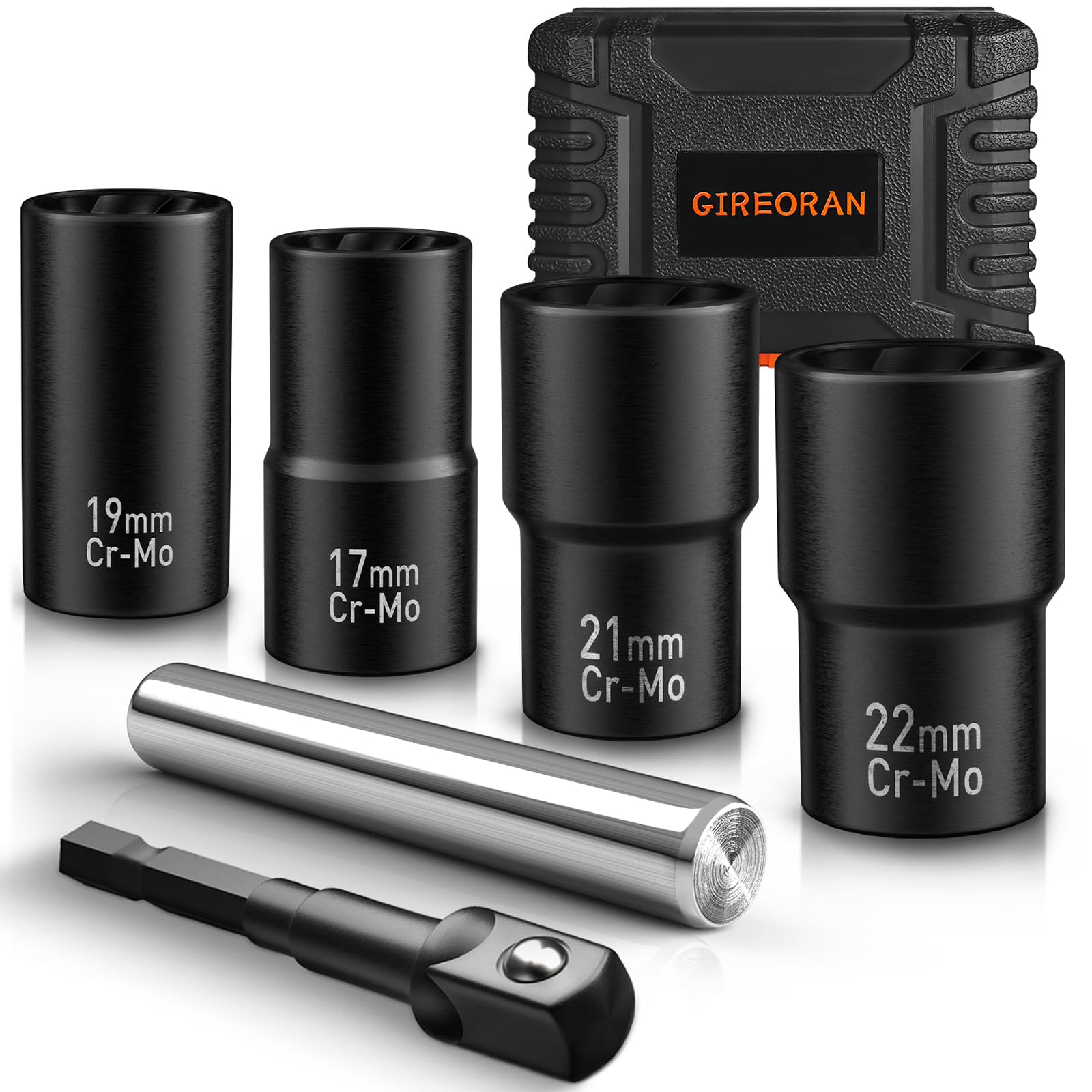 GIREORAN 6 Piece Wheel Lock Removal Kit, Lug Nut Remover, 1/2 Inch Drive Impact Bolt Extractor Socket Set for Removing Stripped,