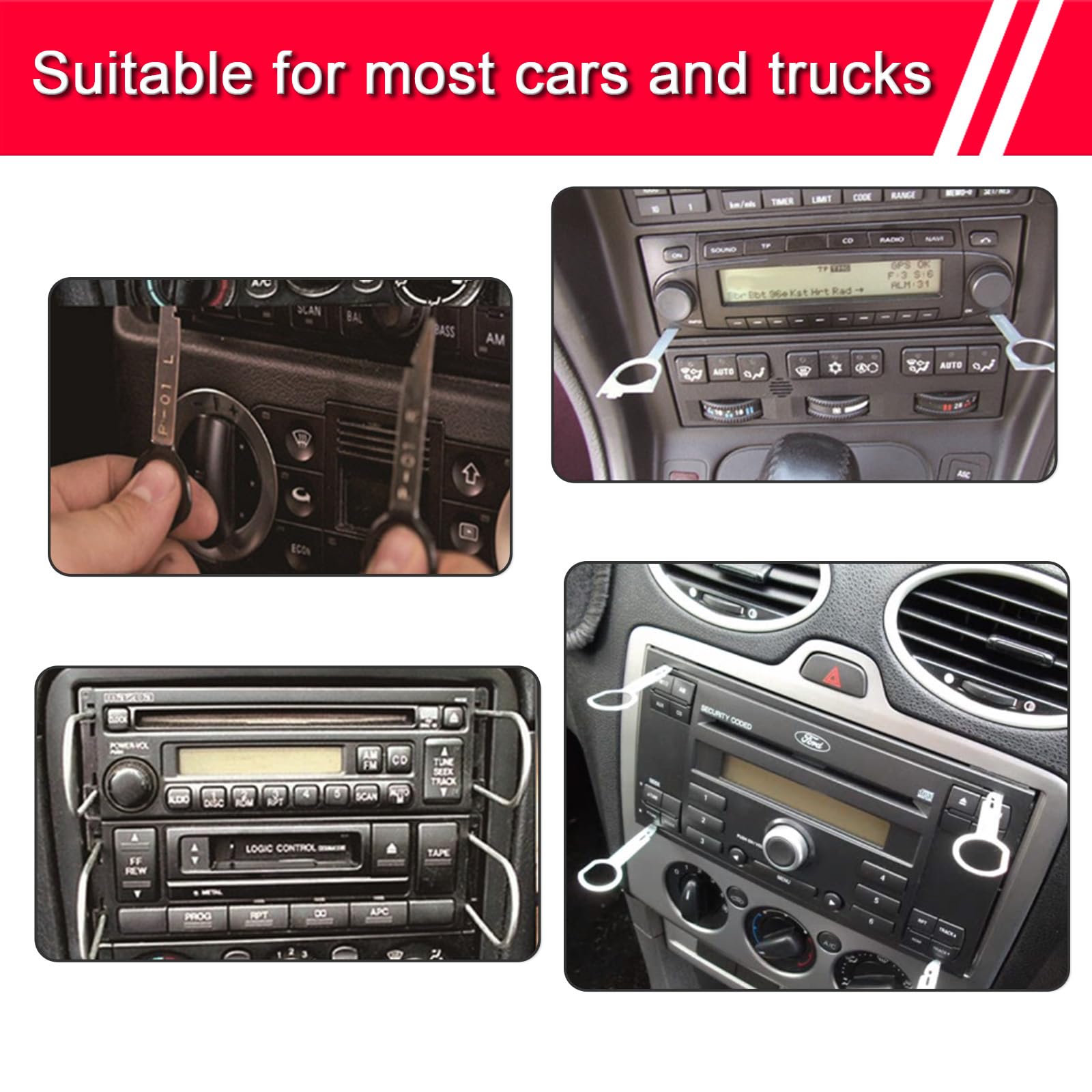 Radio Removal Tool Key And Removal Pry Tool Kit Universal Stereo Cd Player Removal Key Kit For Most Car And Truck Stainless Stee