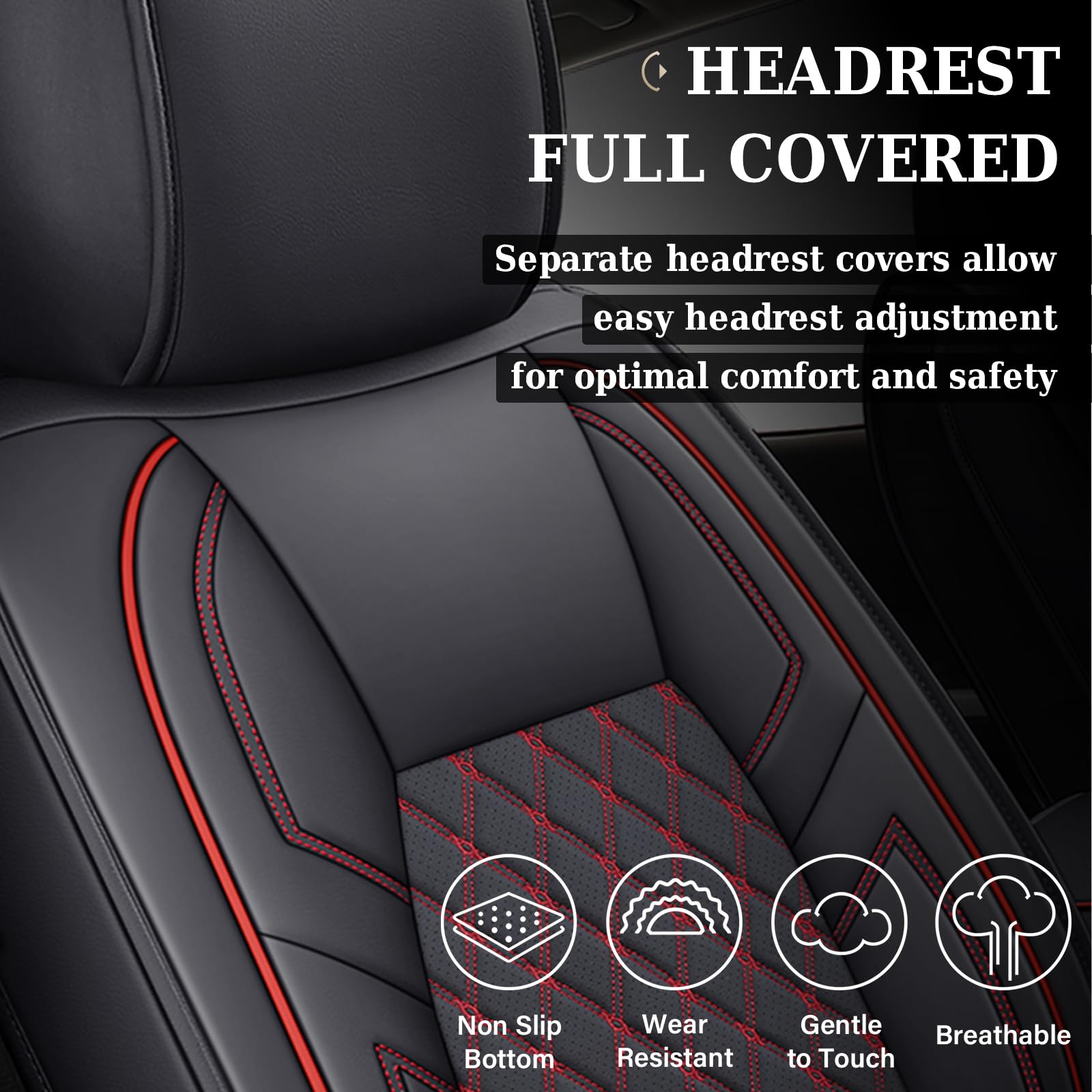 Coverado Toyota Tundra Seat Covers, Leather Seat Covers Compatible With 2007-2021 Toyota Tundra Crew/Crewmax/Extended/Double Cab