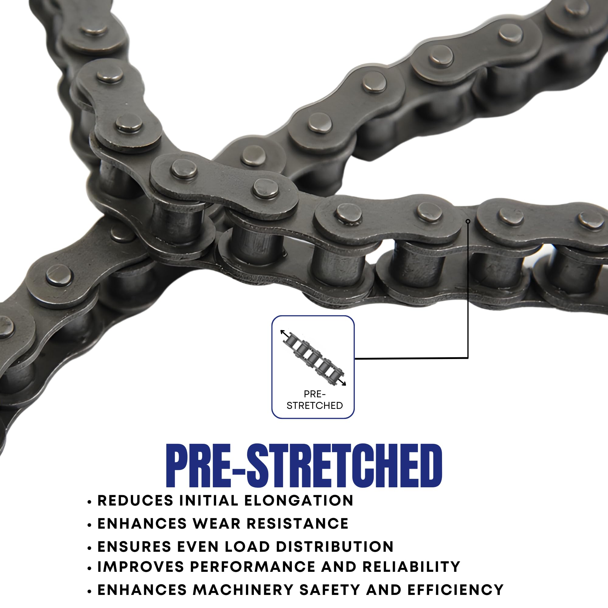 Jeremywell #35 Roller Chain 4 Feet (128 Links) + 1 Master Link for Go Karts, Mini Bikes, Motorcycles, Dirt Bike and Industrial M