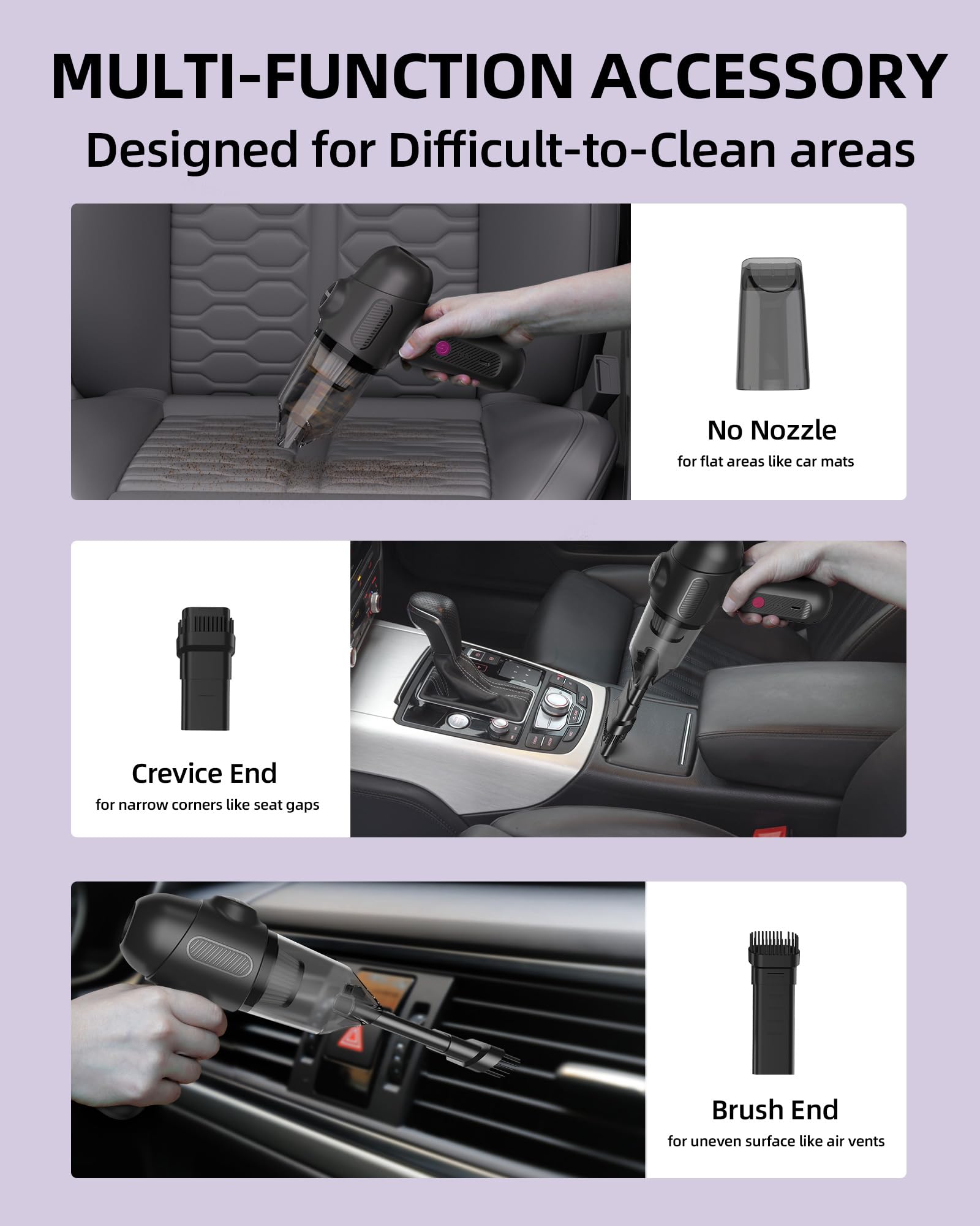 Car Vacuum V6 Pro, Cordless Handheld Vacuum with 8000Pa, Portable 4-in-1 Blowing and Suction Function Mini Vacuum Cleaner Air Du
