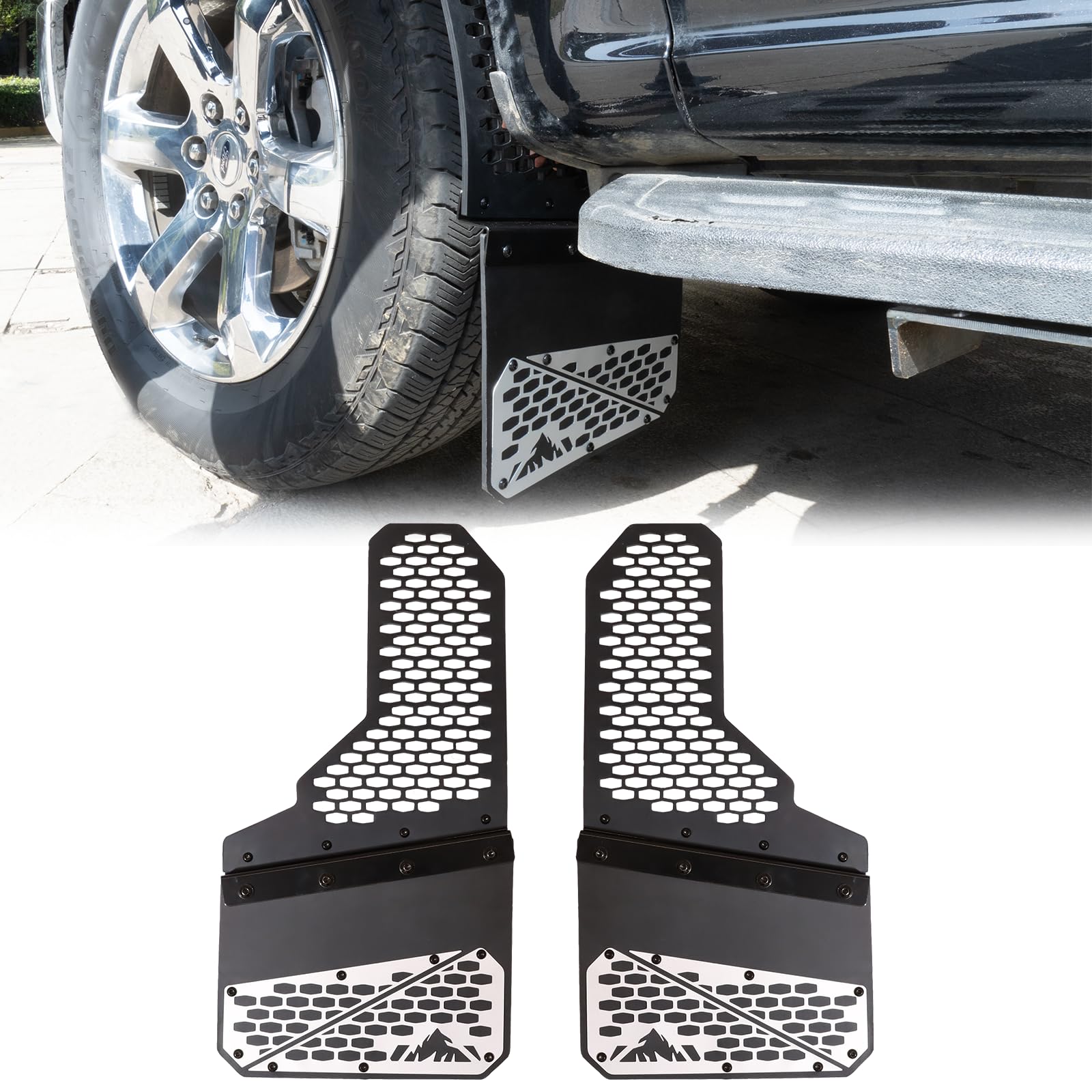 TRUMGETA 2X Truck Mud Flaps Fit for Ford F150 F250 F350 F450 Splash Guards Off-Road Style