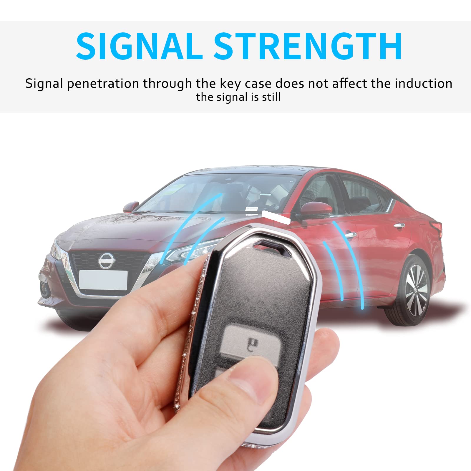 Ruabiban For Honda Key Fob Cover With Keychain, Pink Leather Crystal Key Case Protection Shell Compatible With Honda Accord Civi