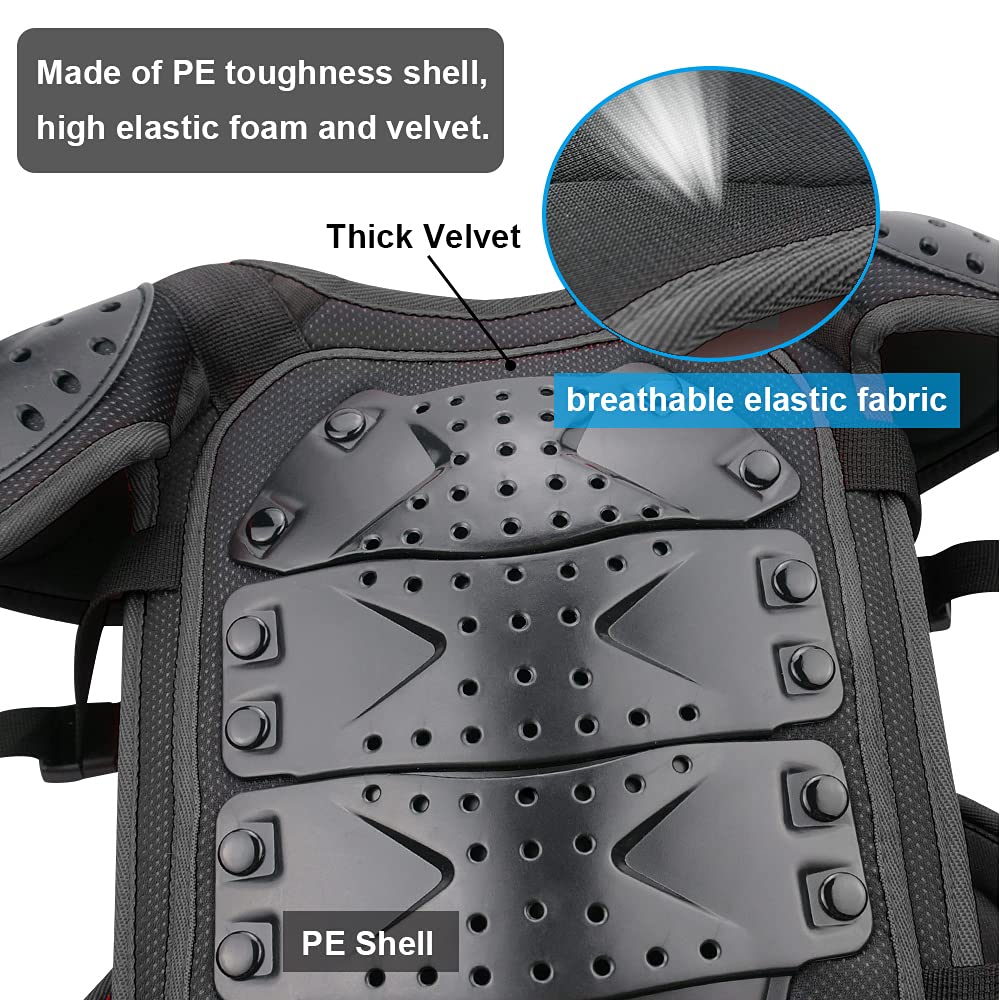 StarknightMT Kids Motorcycle Armor Suit - Protective Dirt Bike Gear, Black, Polyethylene, Model: StarknightMT
