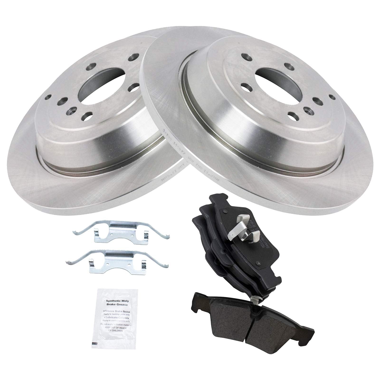 Trq Rear Brake Pad & Rotor Kit Brake Pads Brake Rotor Semi-Metallic Compatible With 2007-2009 Mercedes-Benz Ml320 2006-2011 Ml35