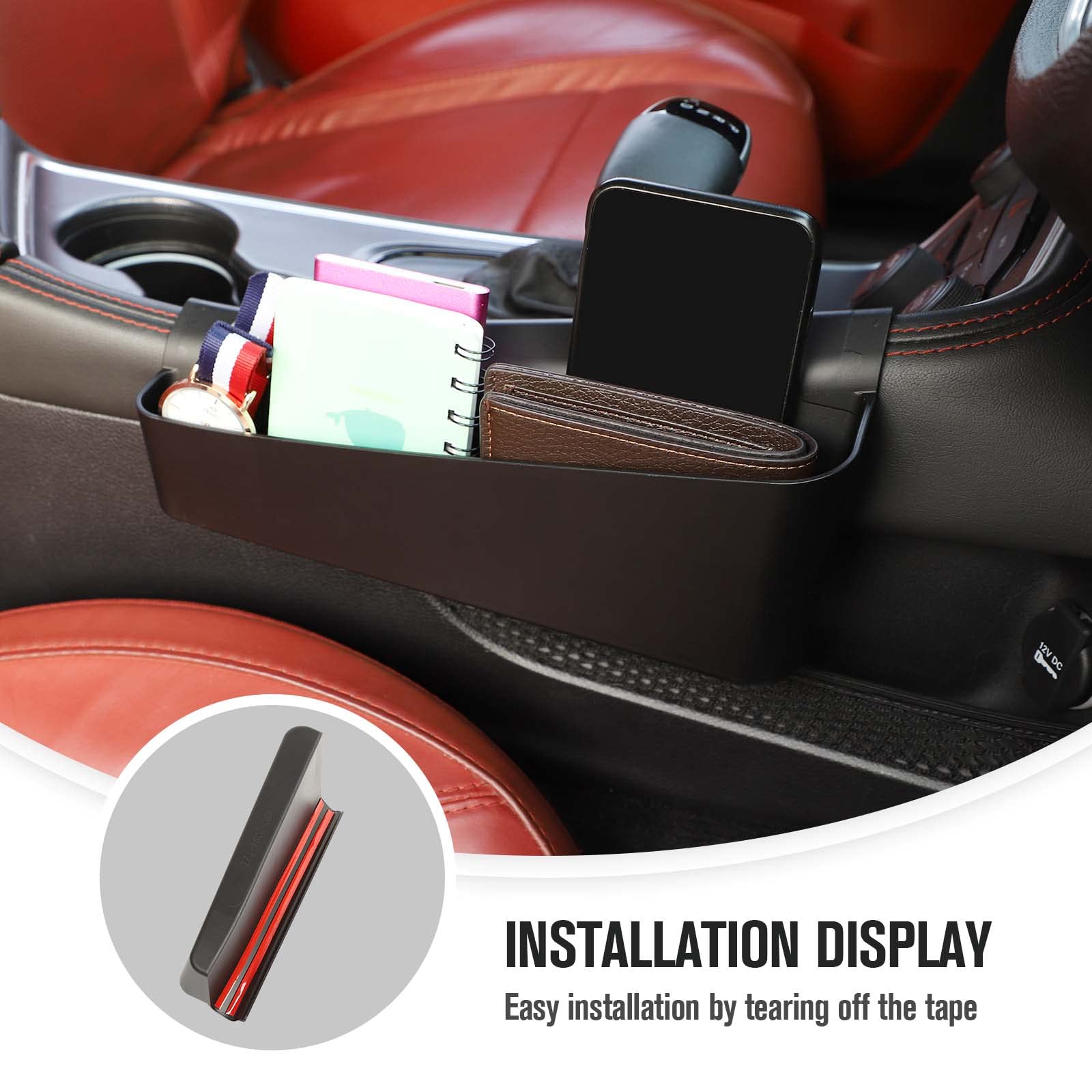 JeCar Storage Tray Organizer for Dodge Challenger 2015-2023, Black, JC2466, Durable Acrylonitrile Butadiene Styrene Material