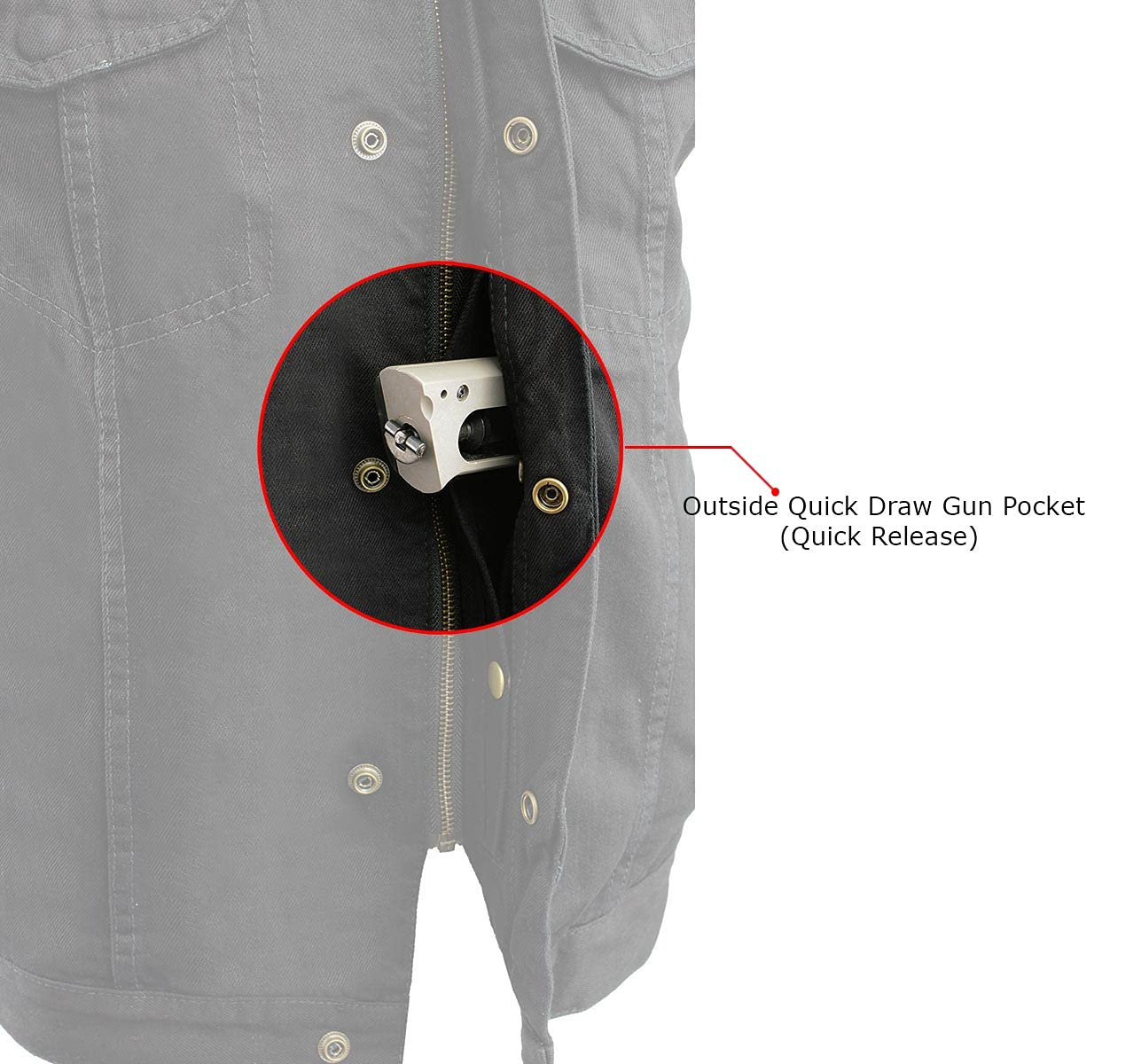 Milwaukee Leather MDM3000 Men's Black Denim Club Style Vest, Large, Cotton, Concealed Snap, Hidden Zipper