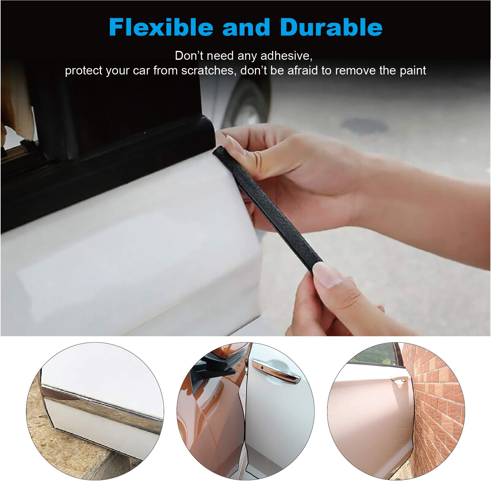 Car Door Edge Guards Black, 16Ft Rubber Seal Protector U Shape Edge Trim Car Door Edge Protection Fit For Most Car