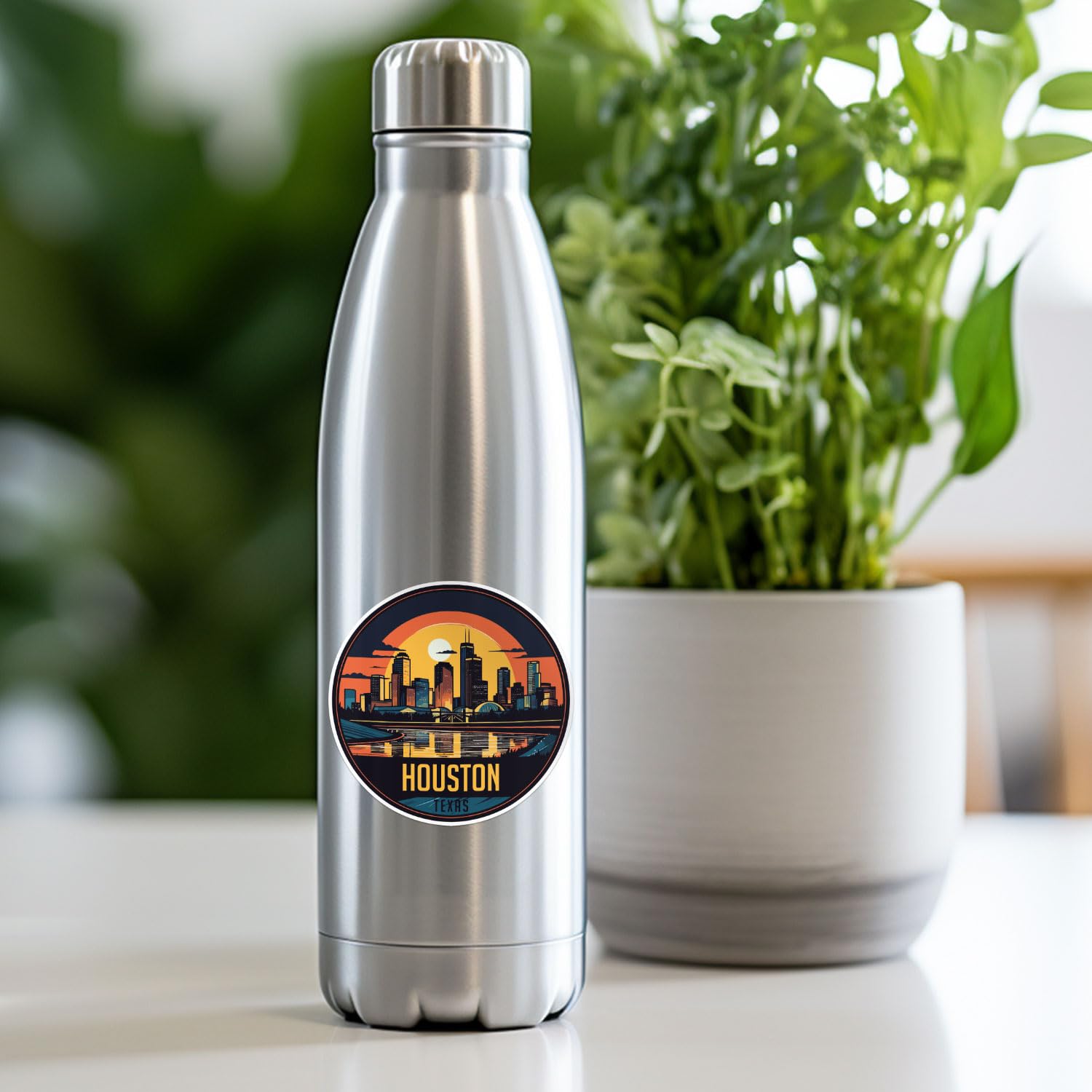 Houston City Sticker - Waterproof Vinyl Decal for Car Bumper, Laptop, Water Bottle, Wall, and Window, Size - 3'' Longer Side