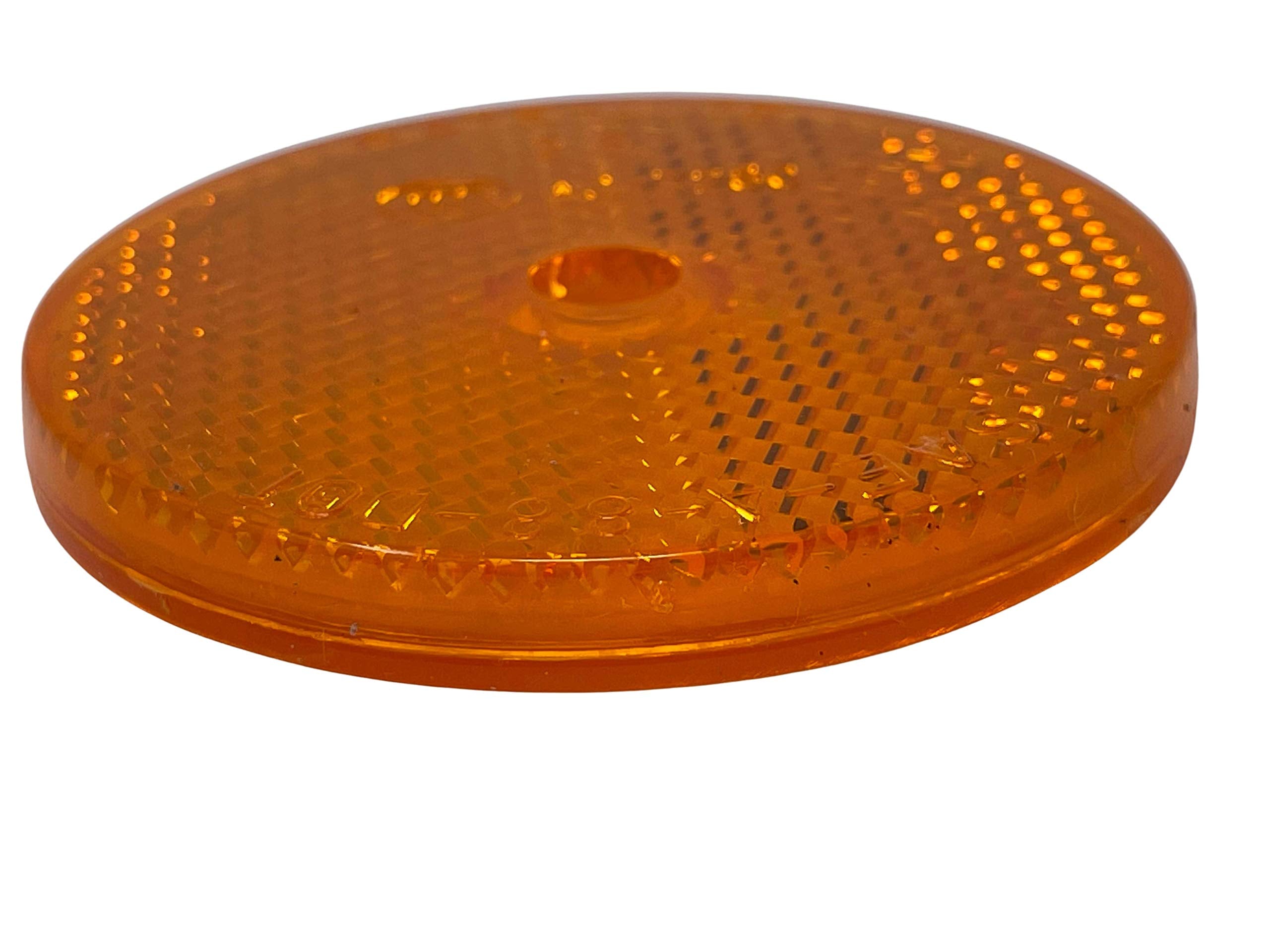 Class A 2'' Round Reflector with Center Mounting Hole - Red/Amber/White for Trailers, Trucks, Automobiles, Mail Boxes, Boats, SU