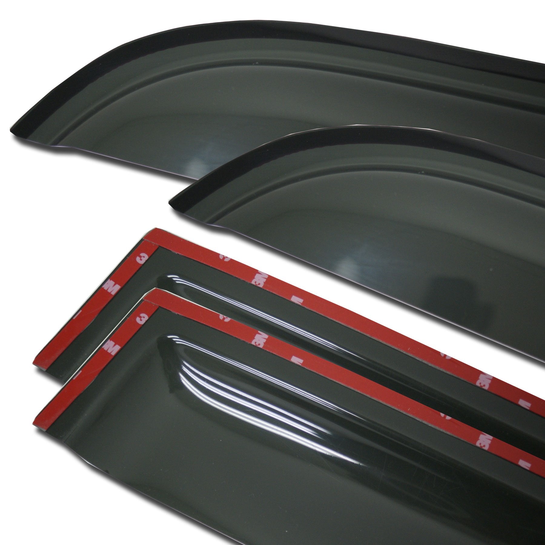 TuningPros WV-147-4 Window Visor Deflector Rain Guard Dark Smoke 4-pc Set
