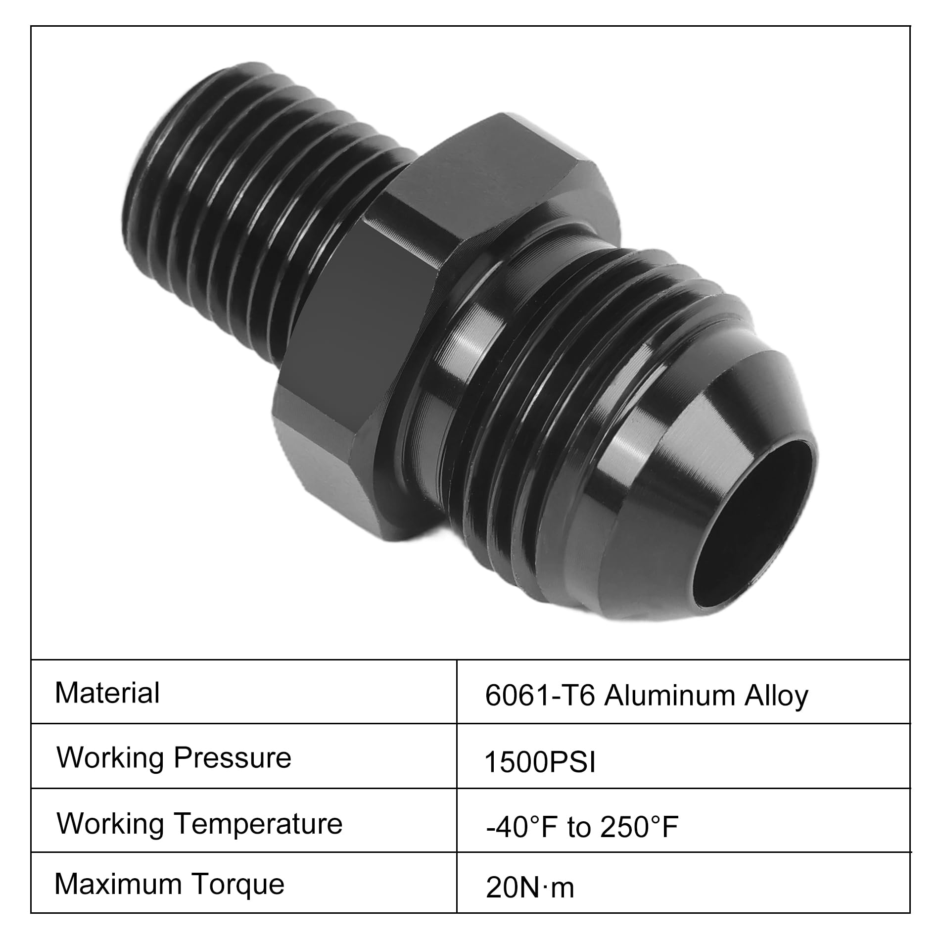 EVIL ENERGY 8AN Male Flare to 1/4'' NPT Pipe Fitting Adapter Aluminum Straight Black 4PCS