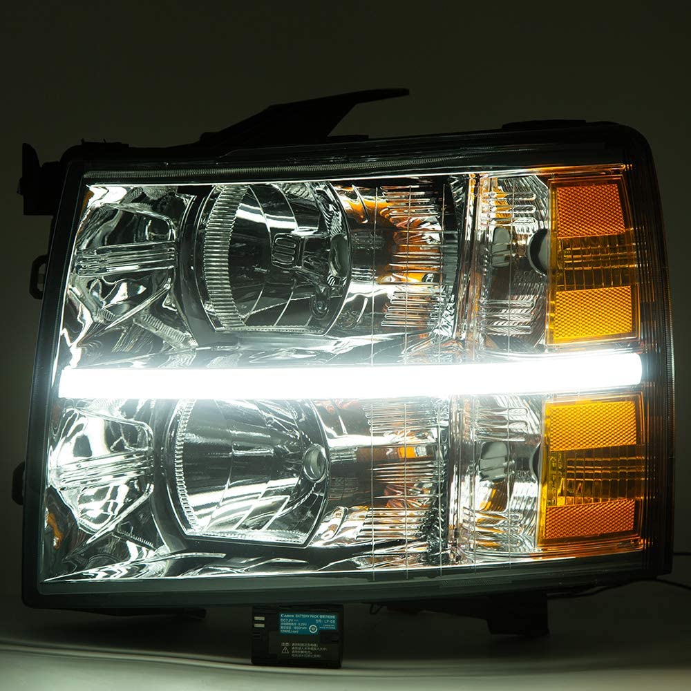 Pit66 Led Bar Headlights, Compatible With 2007-2013 Chevy Silverado 1500/2007-2014 Silverado 2500 3500 & Hd Smoky Lens Chrome Ho