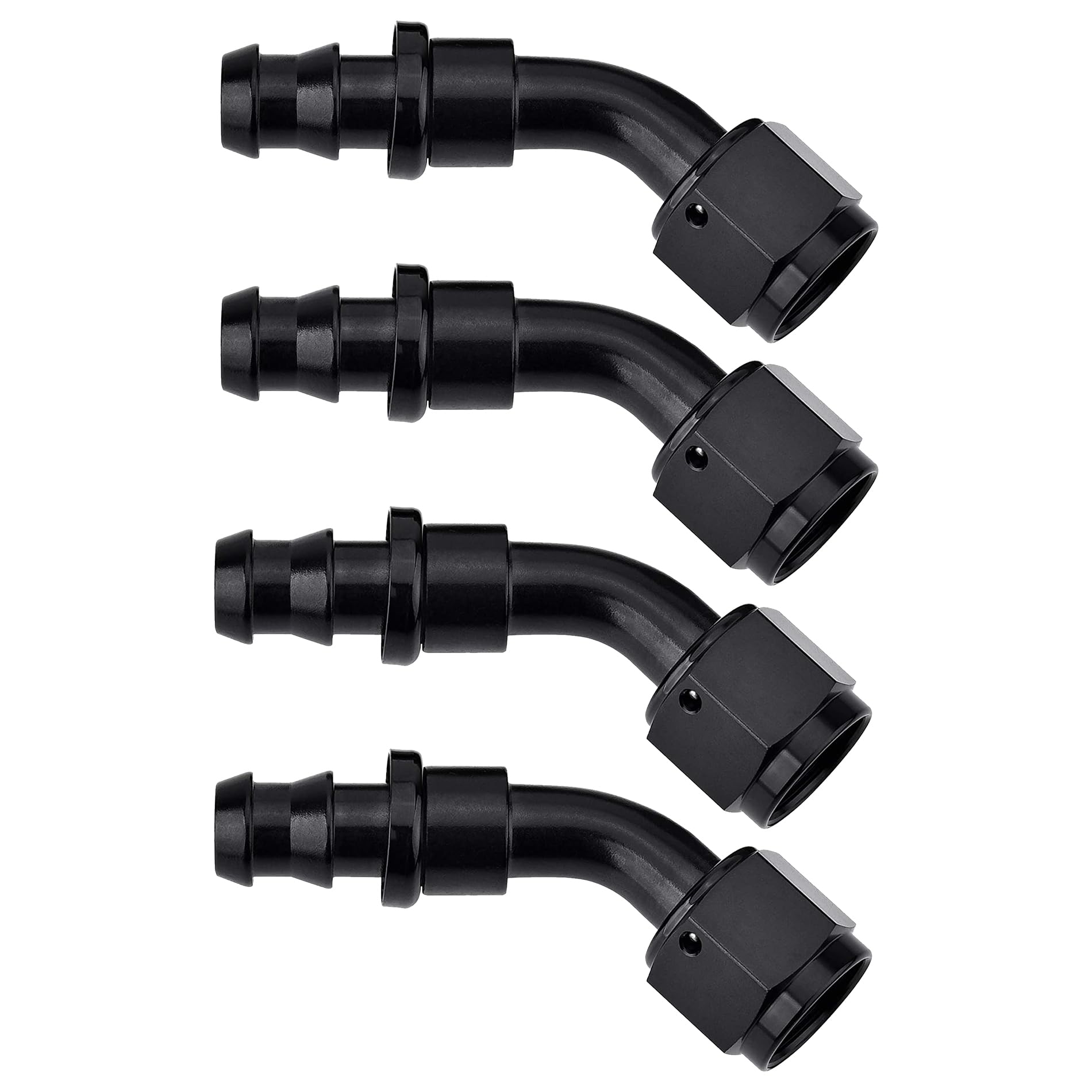 EVIL ENERGY 8AN 45 Degree Push Lock Hose Fitting End Black 4PCS