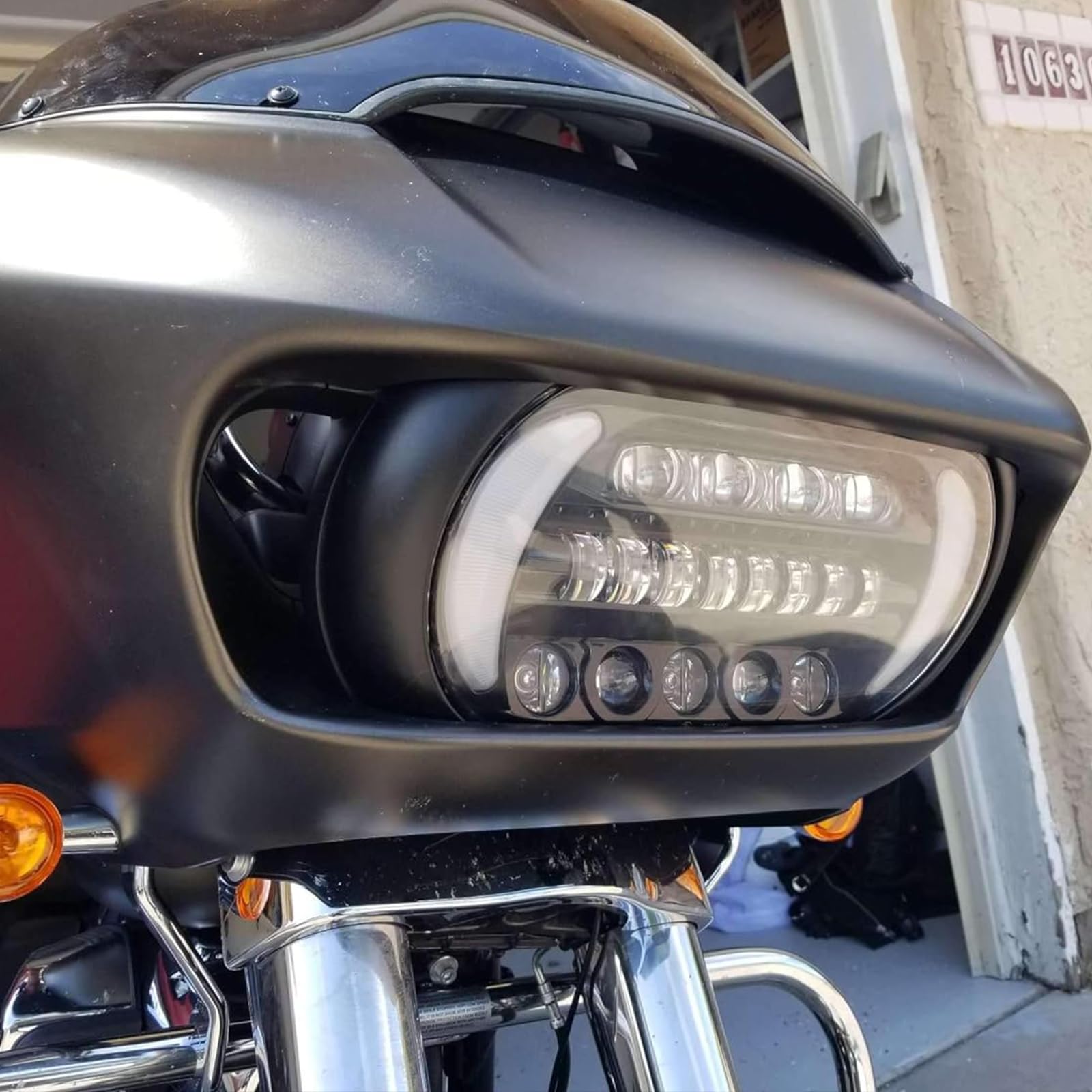 Atubeix LED Headlight for Road Glide Motorcycle, Black, Aluminum, Model ATU-7GEN2, Fits 2015-2023, Daytime Running Side Lights