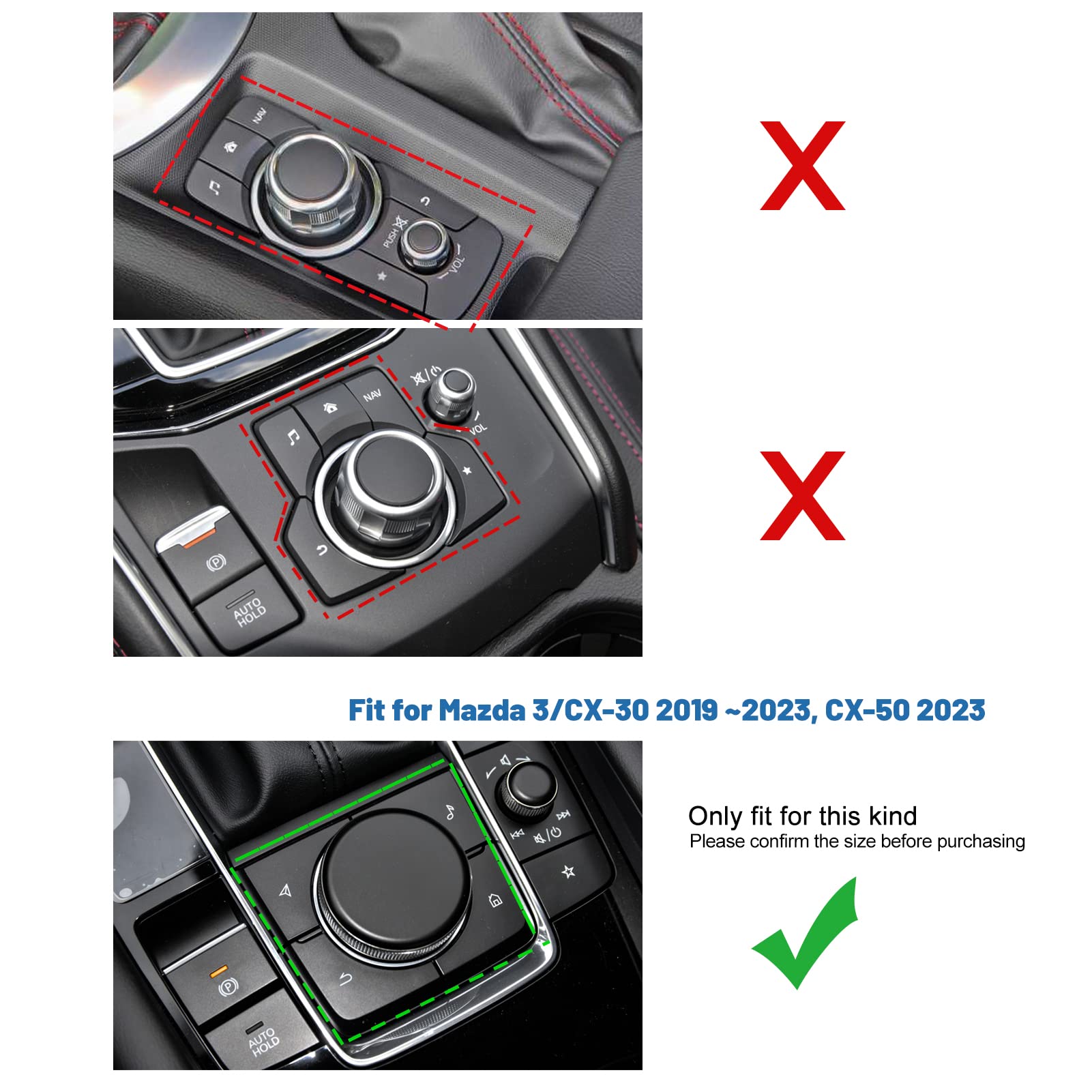 ANFOKAS Mazda Gear Panel & Shift Knob Cover Trim - Aluminum, Red, Compatible with Mazda 3 CX-30 CX-50 (2020-2024)