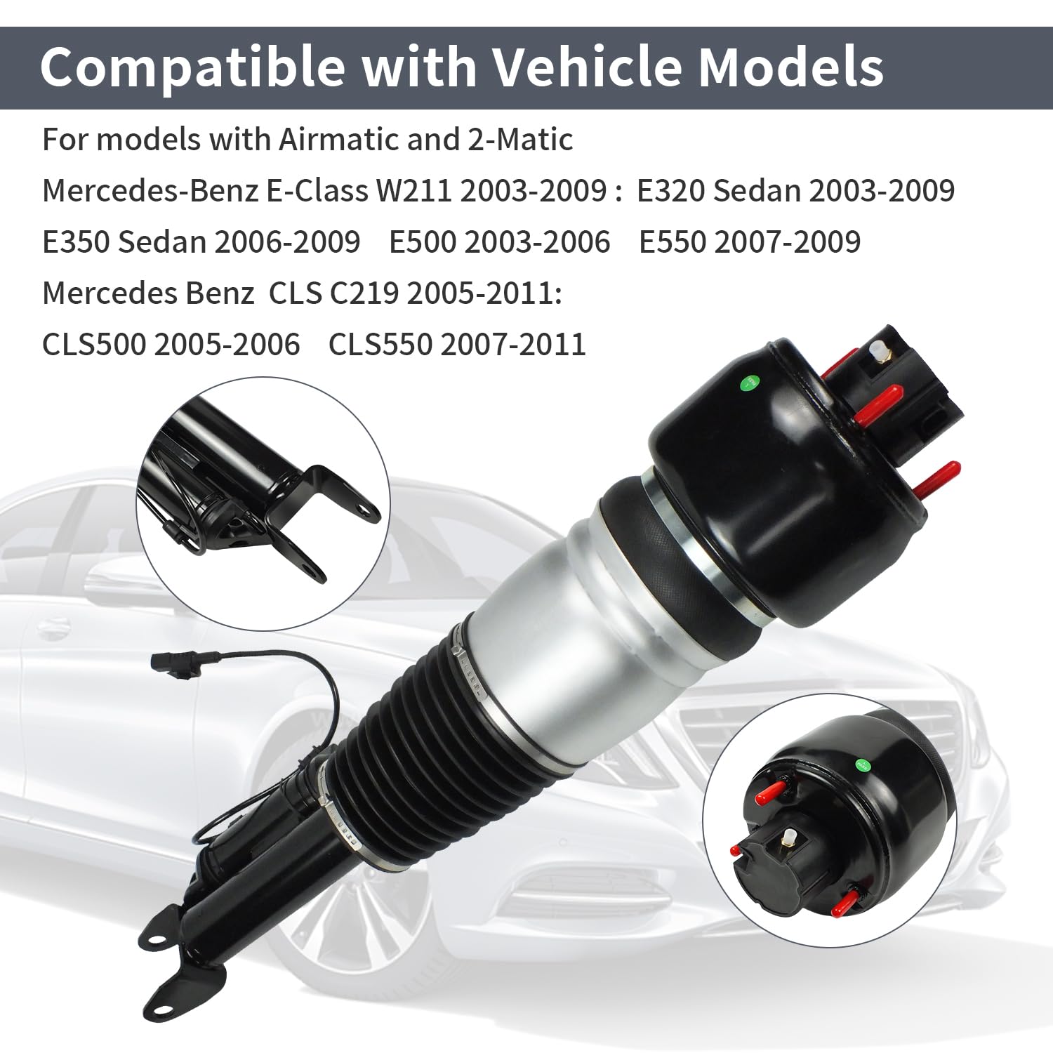 Front Left Air Suspension Strut Shock Absorber for Mercedes-Benz 2-MATIC Airmatic 2003-2009 W211 E-CLASS E320 E350 E500 E550 for