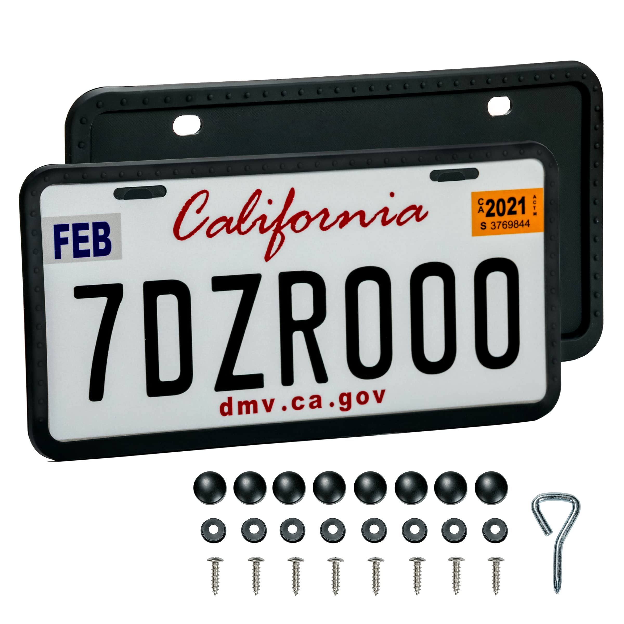 License Plate Frames - 2 Pcs Silicone License Plate Holder For Us Car Universal License Plate Bracket, Rustproof, Rattle Proof &