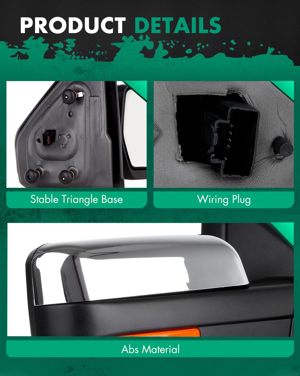 SCITOO Towing Mirror Passenger Side fit for Ford Chrome Automotive Exterior Mirror fit 2004-2014 for F-150 with Amber Turn Signa