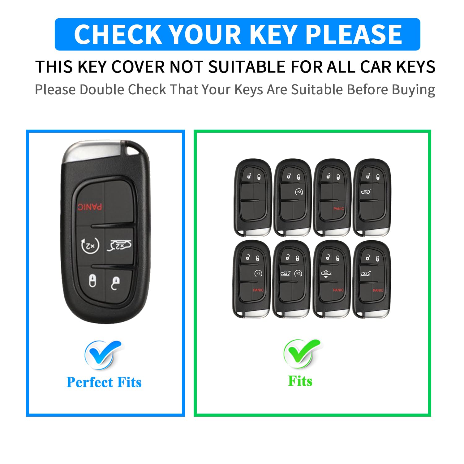 Qbuc Silicone Remote Case For Dodge Grand Cherokee - 5 Button Key Fob Cover (Black Pink)