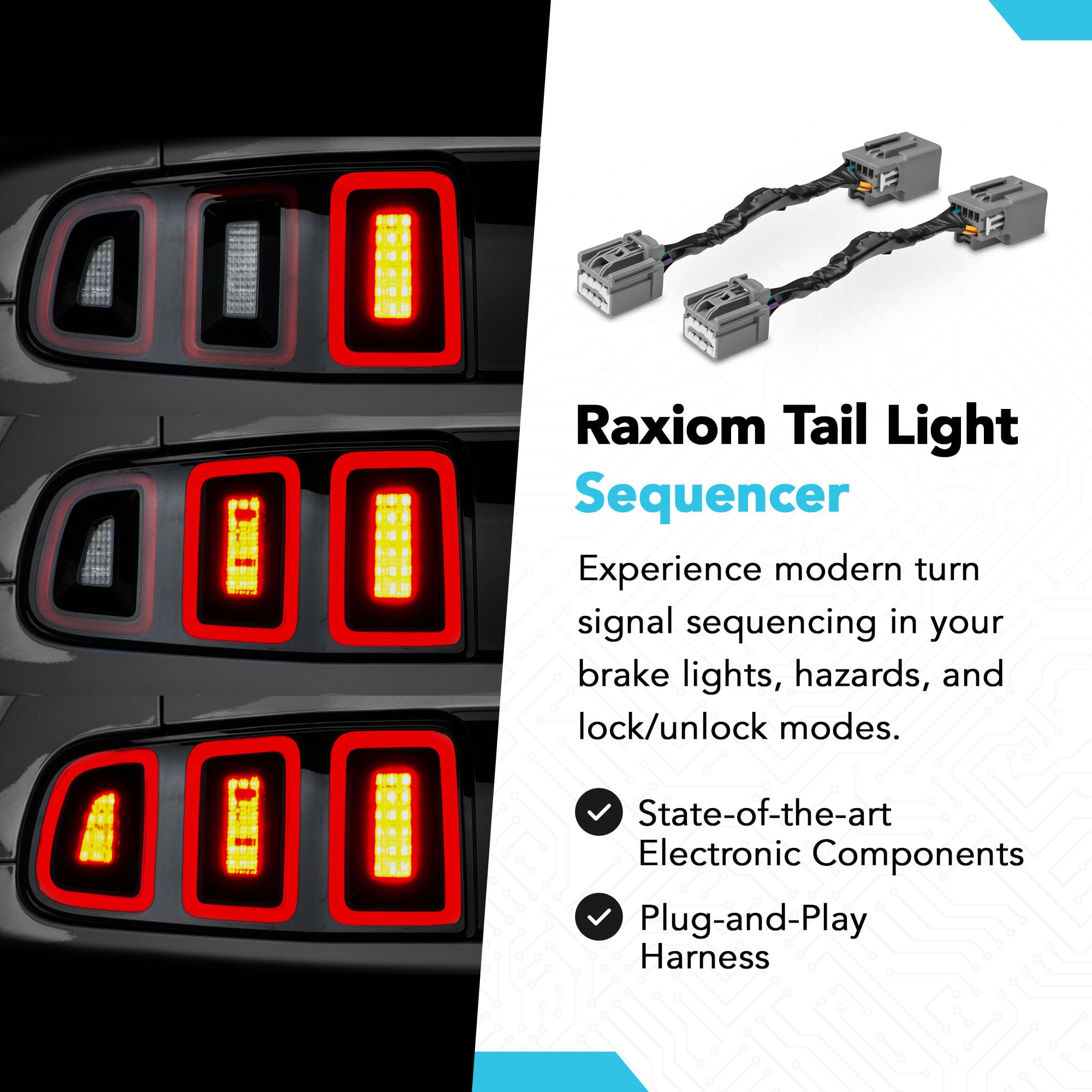 Raxiom Tail Light Sequencer Harness Kit for Mustang 2010-2020 - Plug and Play, Tail Light Sequential Harness
