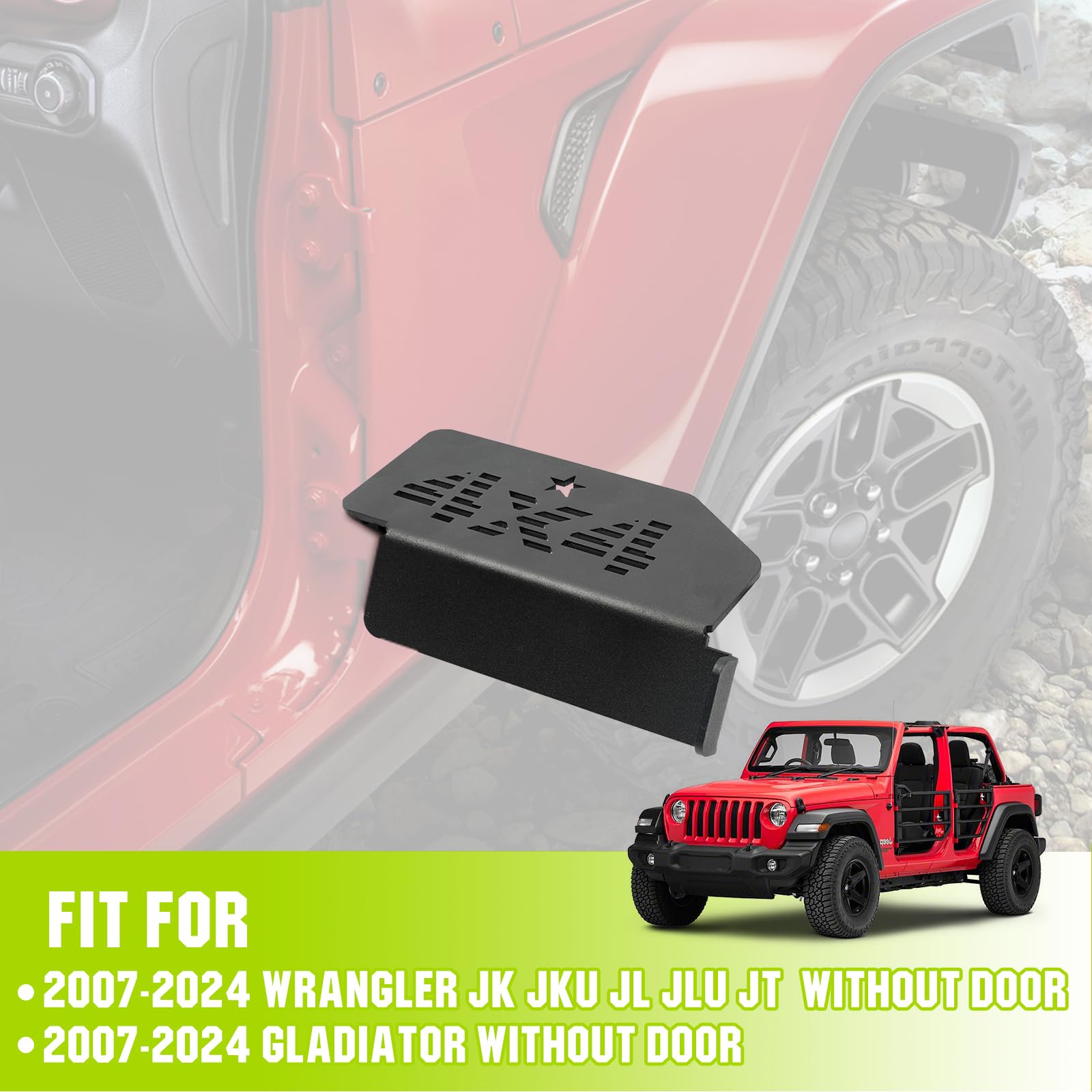 Bordan Front Foot Pegs Doors Off For Jeep Wrangler Jk Jku Jl Jlu Jt Gladiator 2007-2025, Exterior Door Hinge Foot Peg Metal Rest