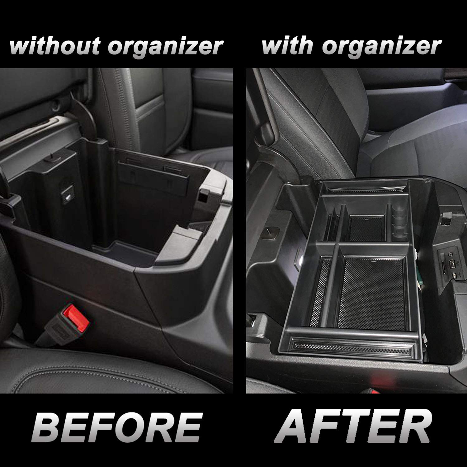 Jkcover Center Console Organizer Tray Compatible With (2019-2023 2024) Chevy Silverado 1500/Gmc Sierra 1500 And 2020-2024 Silver