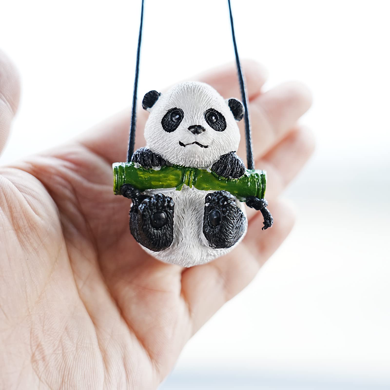 Amioro Cute Swinging Duck Car Mirror Hanging Accessories Fun Interior Rearview Mirrors Decoration (Panda)