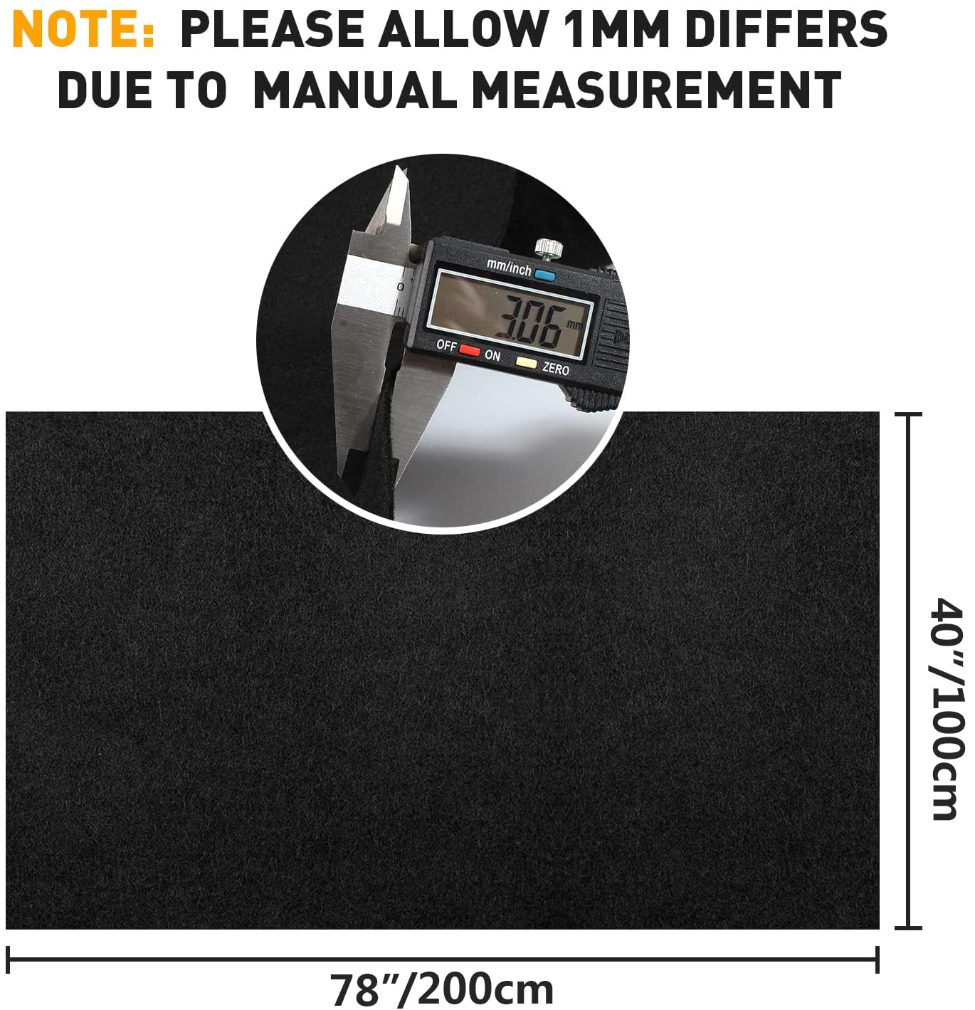 Halero 78''x40'' Black Underfelt Carpet for Speaker,Sub Box Carpet, Auto,RV,Boat,Marine,Truck,Car Trunk Felt Liner Carpet