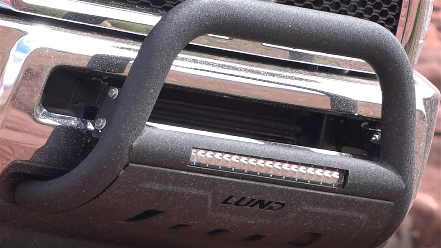 Lund 47121204 Black Bull Bar With Integrated 20 Led Light Bar For 2009-2018 Dodge Ram 1500 (Excludes Rebel)