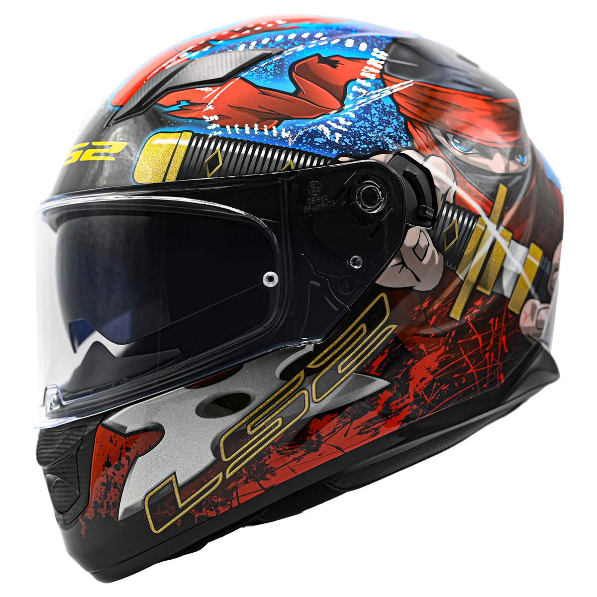 Ls2 Helmets Full Face Stream Evo Ninja Helmet (Red Blue - X-Large)