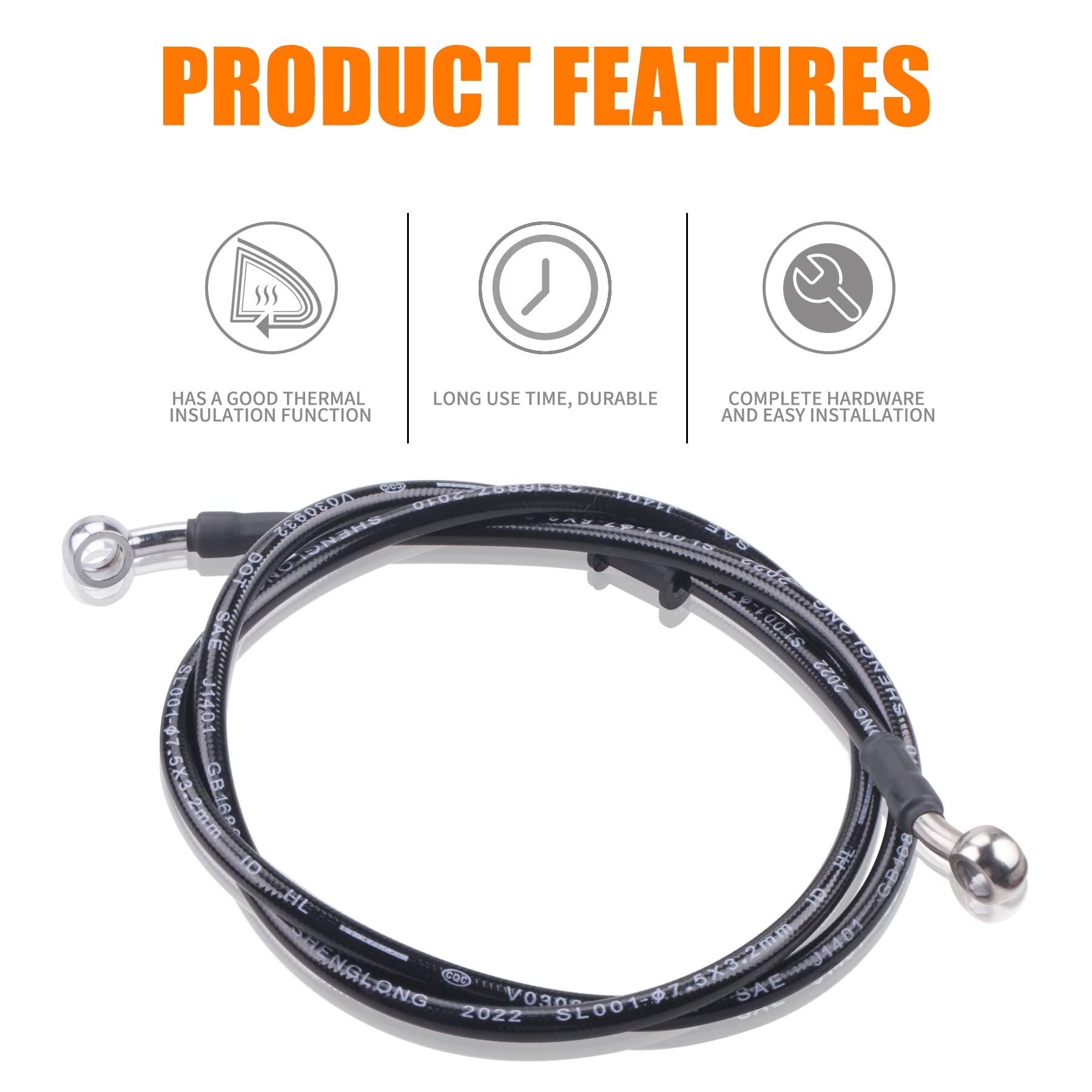 Mwmnun Motorcycle Hydraulic Brake Or Clutch Line Hose For Motorcycle Dirt Bike Atv Moped Scooter,Etc.Banjo Bolt 2Pcs(Length 1.2M