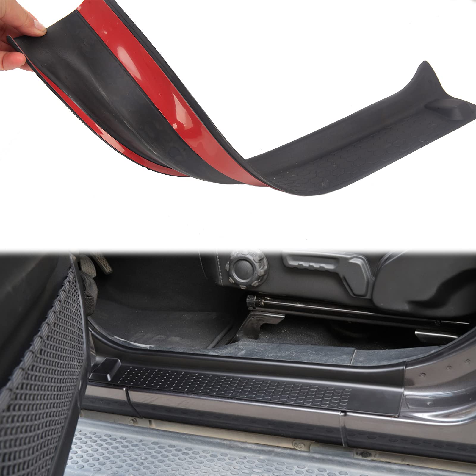 KMFCDAE Jeep JL Door Sill Guards - Black Soft Rubber Scratch Covers for 2018-2023 Wrangler JL JLU Gladiator JT 4-Door