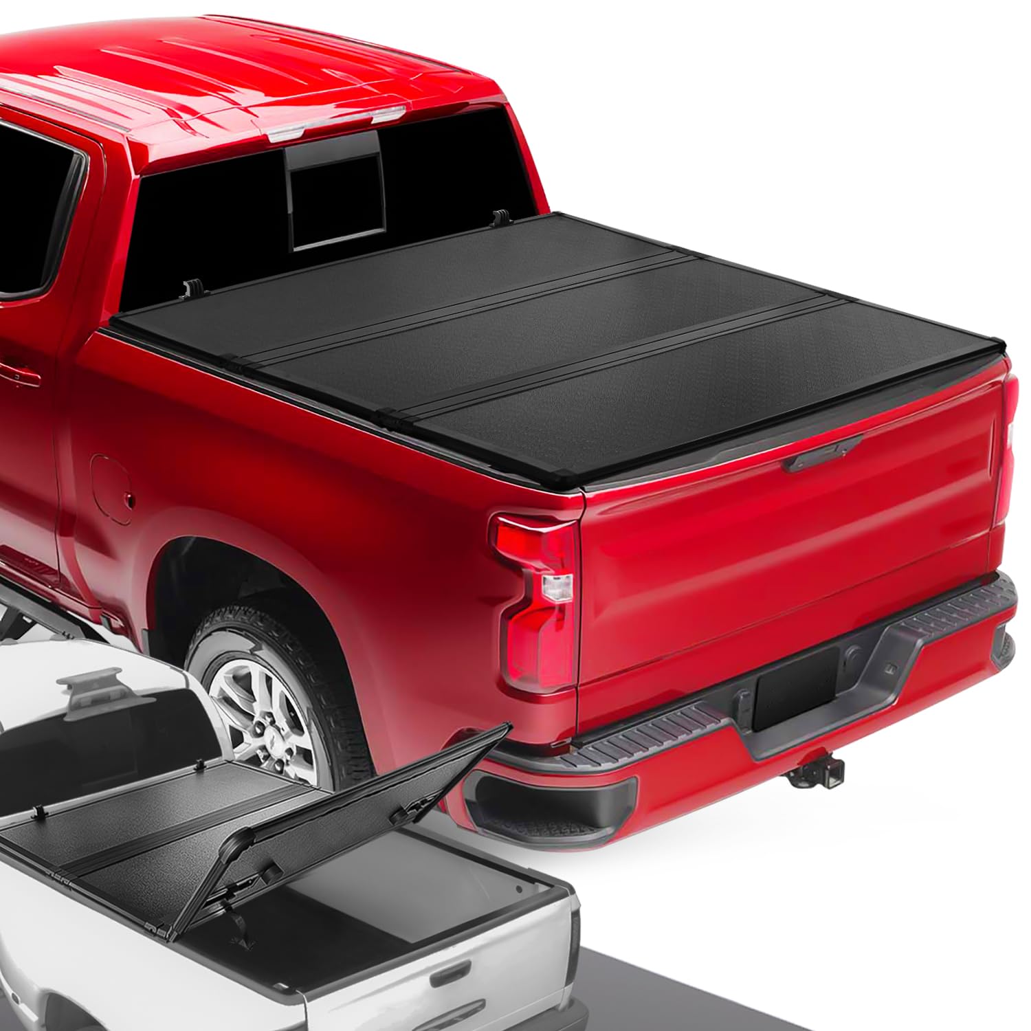 Dna Motoring New Upgrade Truck Bed Top Hard Solid Tri-Fold Tonneau Cover Compatible With 07-18 Silverado/Sierra 1500 5-3/4' Bed;