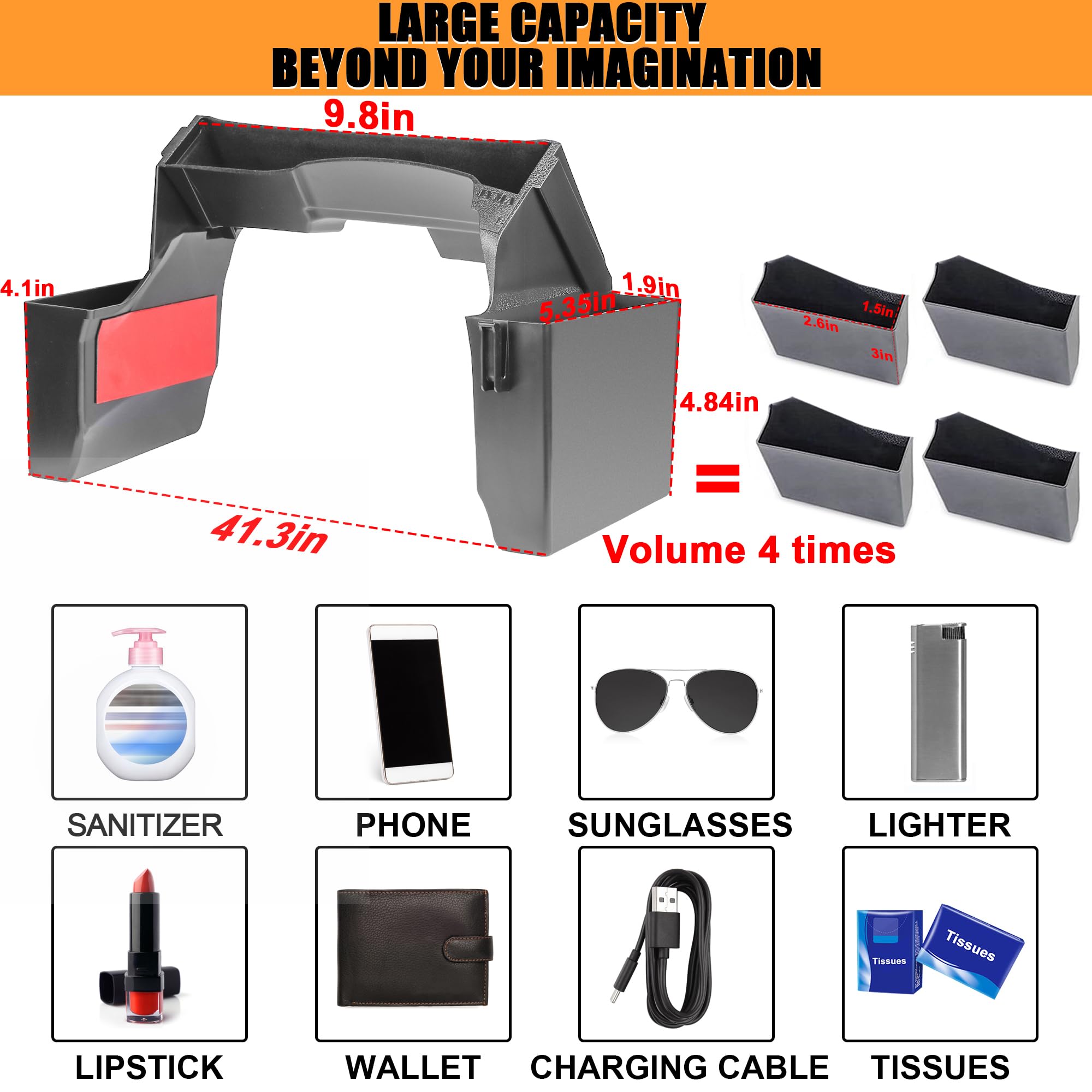JVMA Center Console Gear Shift Organizer Tray for Jeep Gladiator JT Accessories and Wrangler JL JLU 2024 2023 2022 2021 2020 201