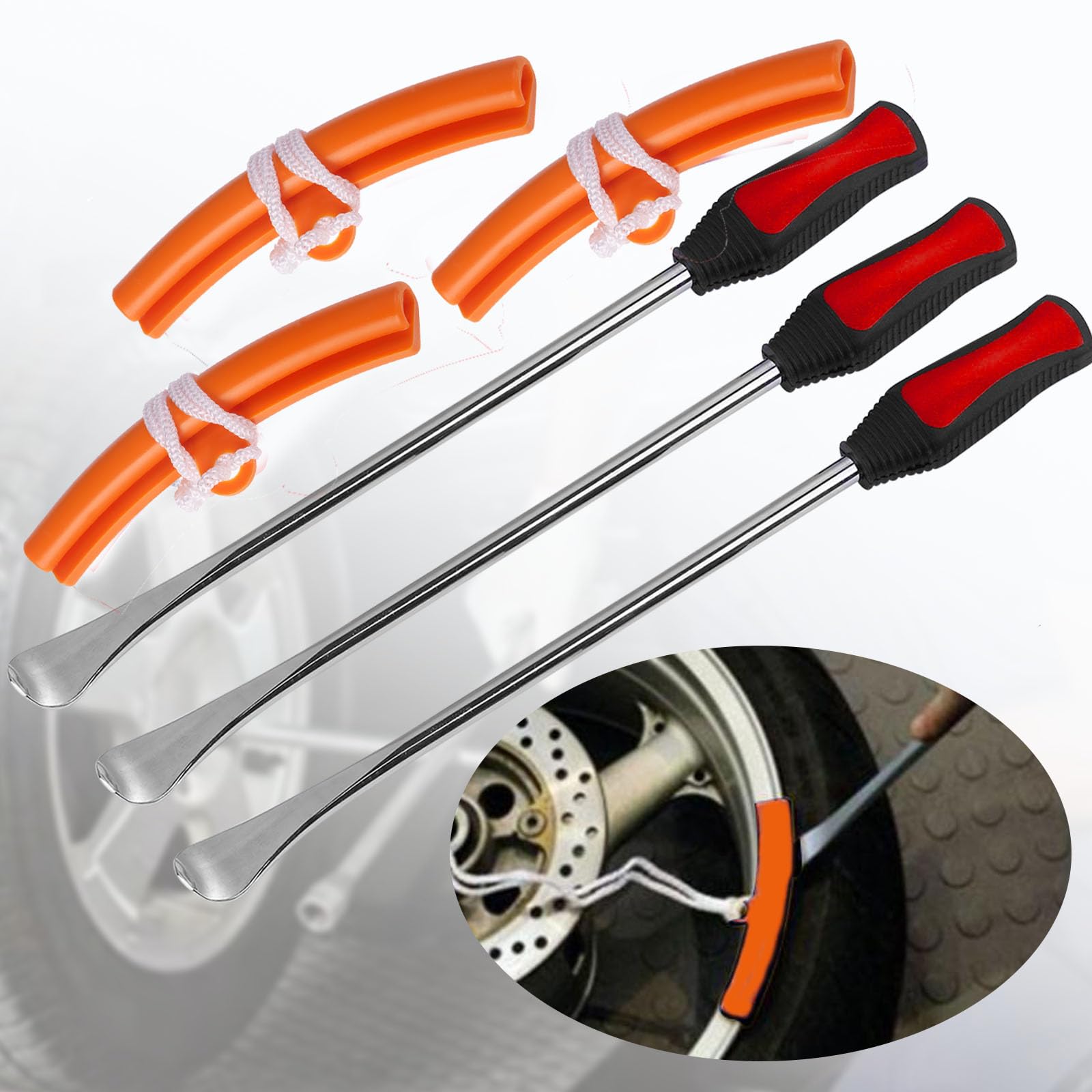 Wintowin Tire Spoons Lever Motorcycle Dirt Bike Lawn Mower Tire Changing Tools With Bag 1X14.5 Inch 2X11 Inch Tire Irons 3X Rim