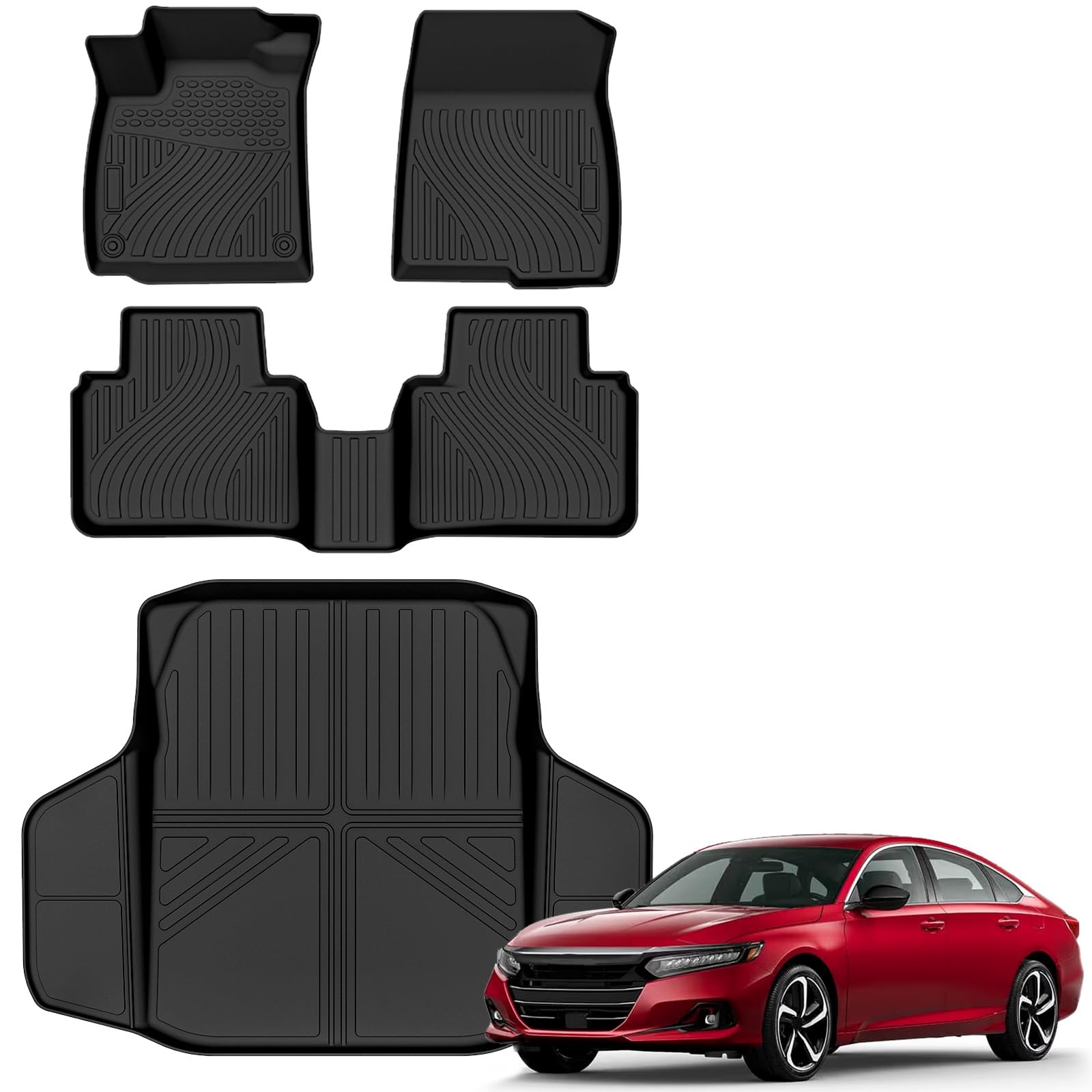 Auxko All Weather Floor Mats Cargo Mat for Honda Accord 2018-2022 TPE Liners Accessories Guard Odorless Anti-Slip All Season Flo