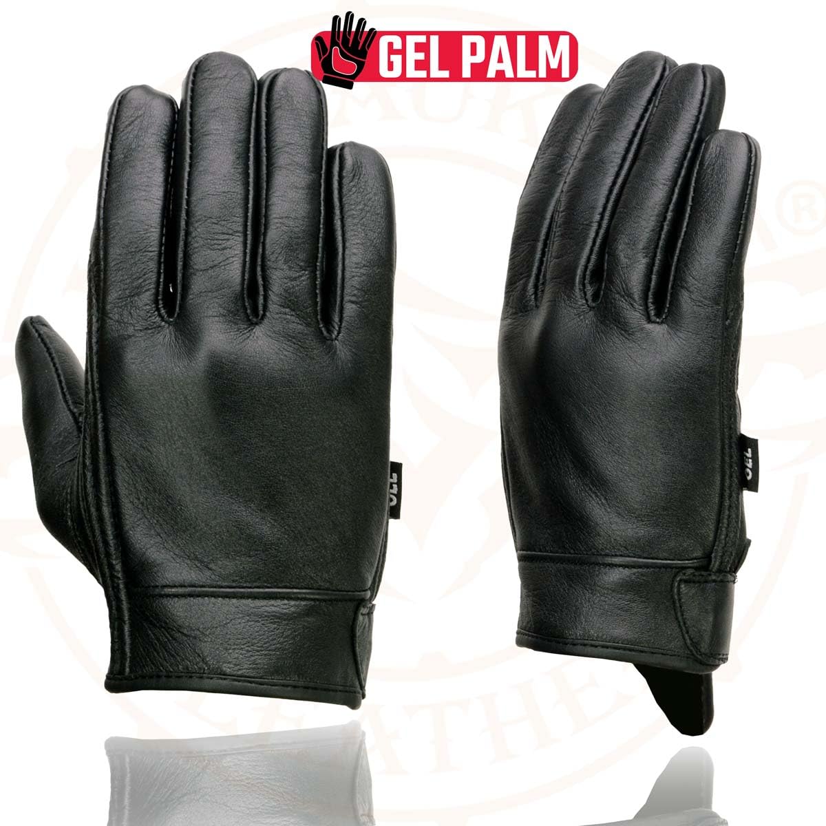 Milwaukee Leather Mg7510 Men'S Black Leather Gel Padded Palm Short Wrist Motorcycle Hand Gloves W/ Full Panel Cover - 2X-Large