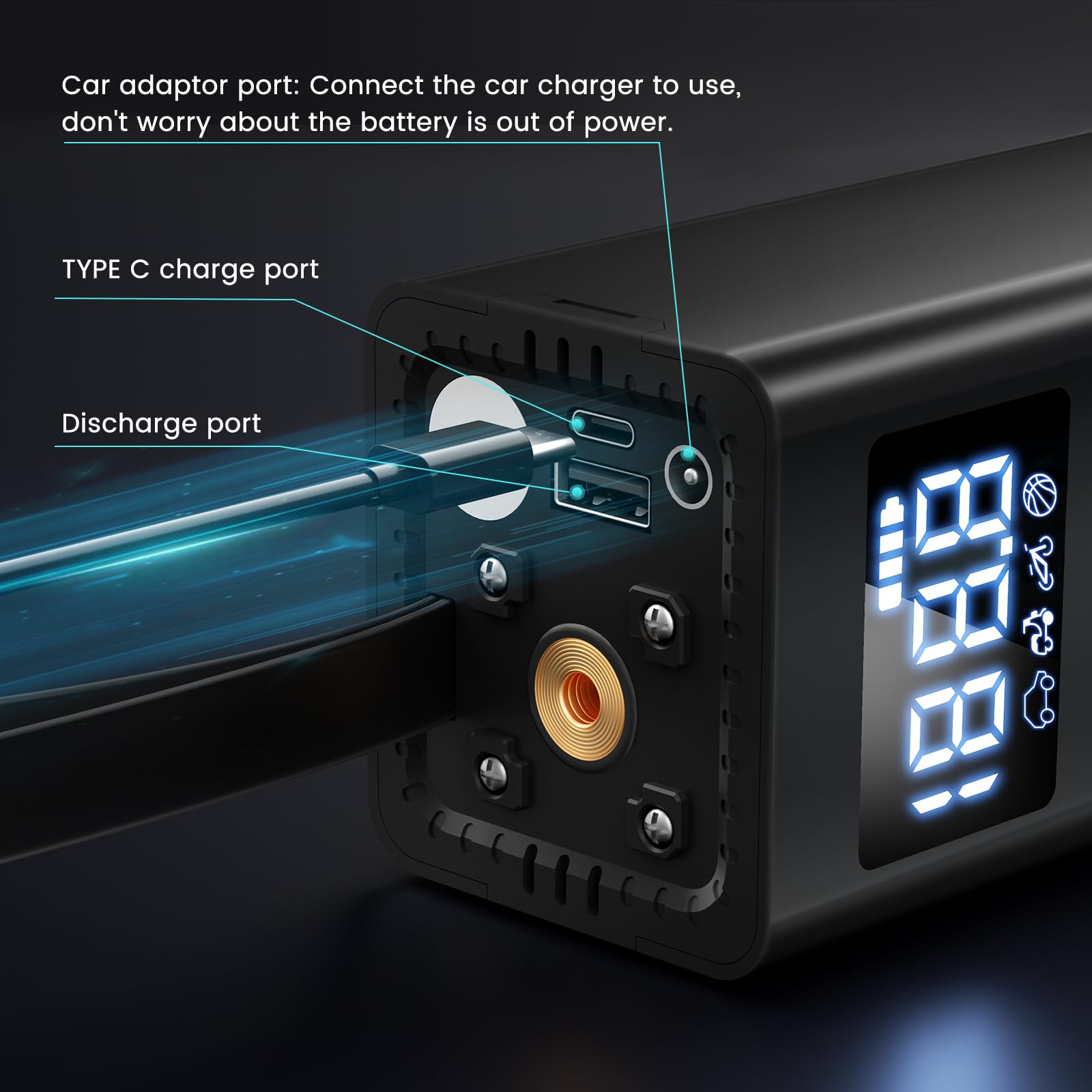 Tire Inflator Portable Air Compressor, 150Psi Cordless Air Pump For Car Tires, 4X Faster Bike Tire Pump With Pressure Detection,