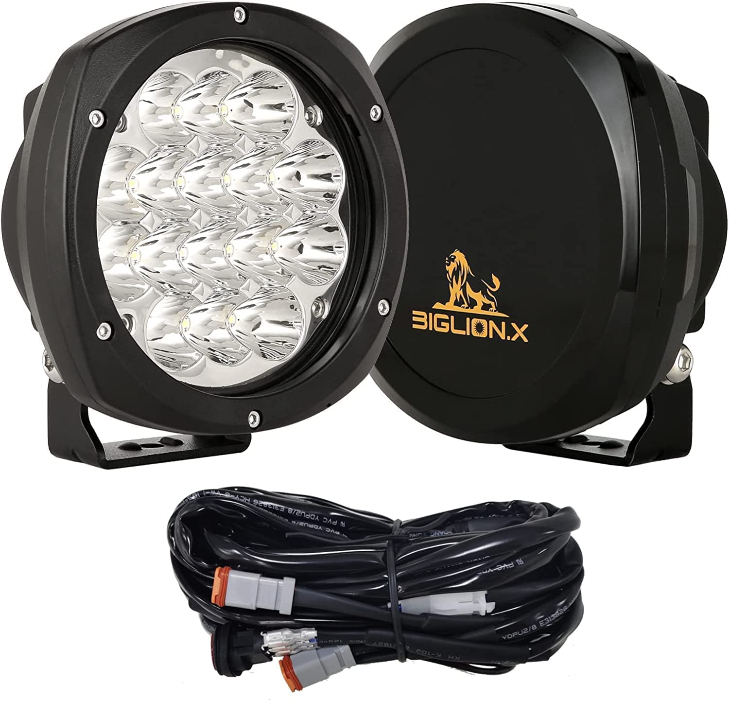 Biglion.X 5Inch 160W Round Led Driving Lights Off Road Spot Lights Offroad Driving Light Bar 18800Lm With Wiring Harness Waterpr