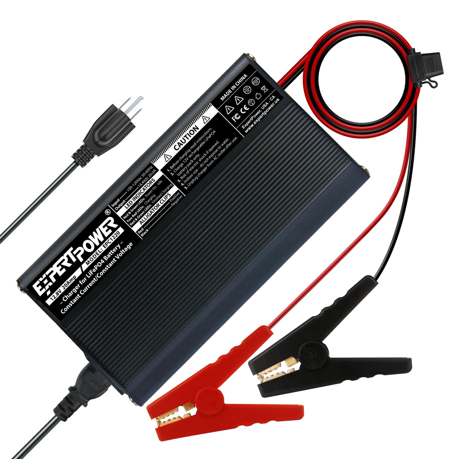 Expertpower 12V 20A Smart Charger For Lithium Lifepo4 Deep Cycle Rechargeable Batteries