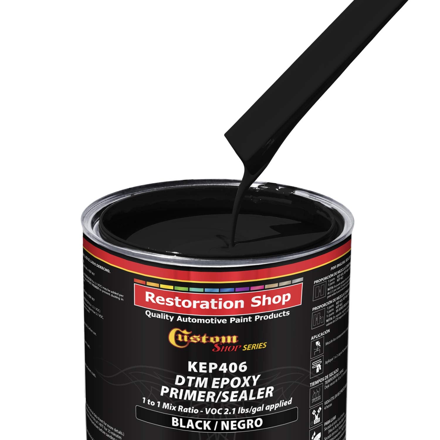 Custom Shop - Black Epoxy Primer/Sealer 2.1 Voc (2-Gallon Kit) Anti-Corrosive Dtm High-Performance Primer For Automotive And Ind