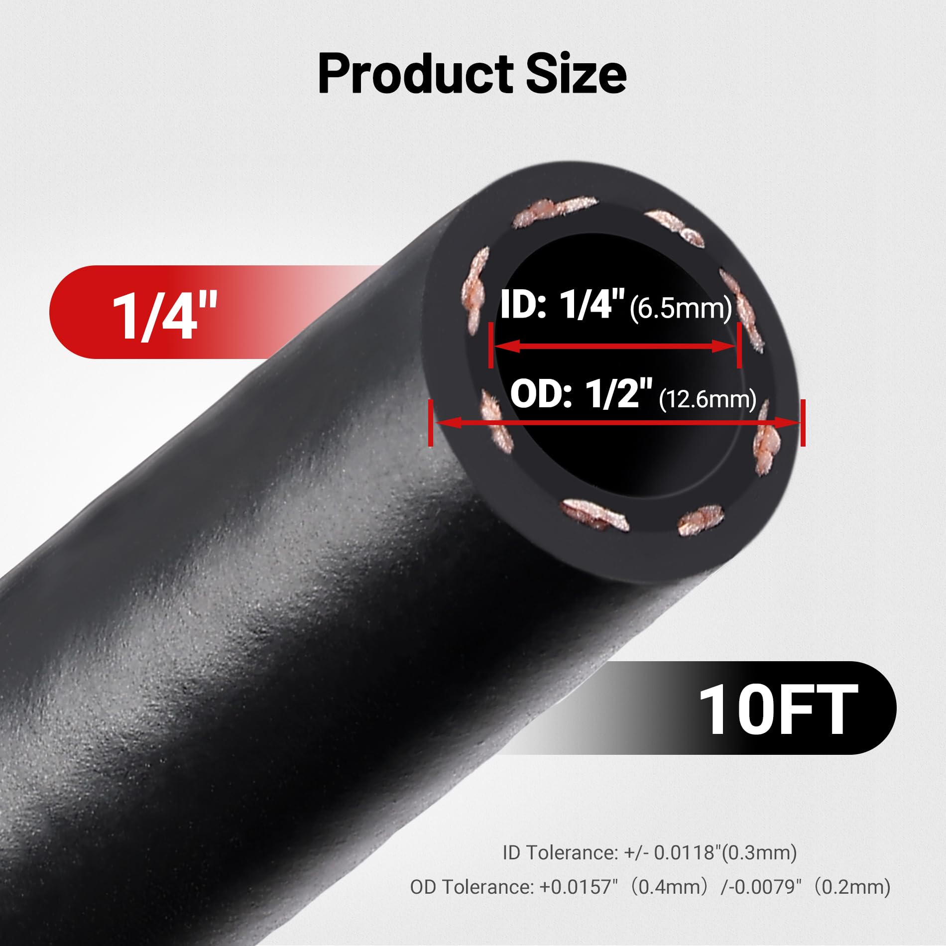 Evil Energy 1/4 Marine Fuel Line Hose Type A1-15 Rubber 10Ft Sae J1527