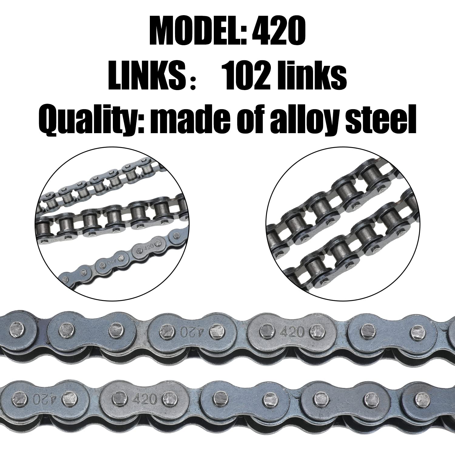 YOXUFA 420 Chain 102 Links for CRF50 XR50 PW80 SSR Tao Tao Coolster 110cc 125cc Pit Dirt Bike 4 Wheeler ATV Quad Kazuma Baja Ice