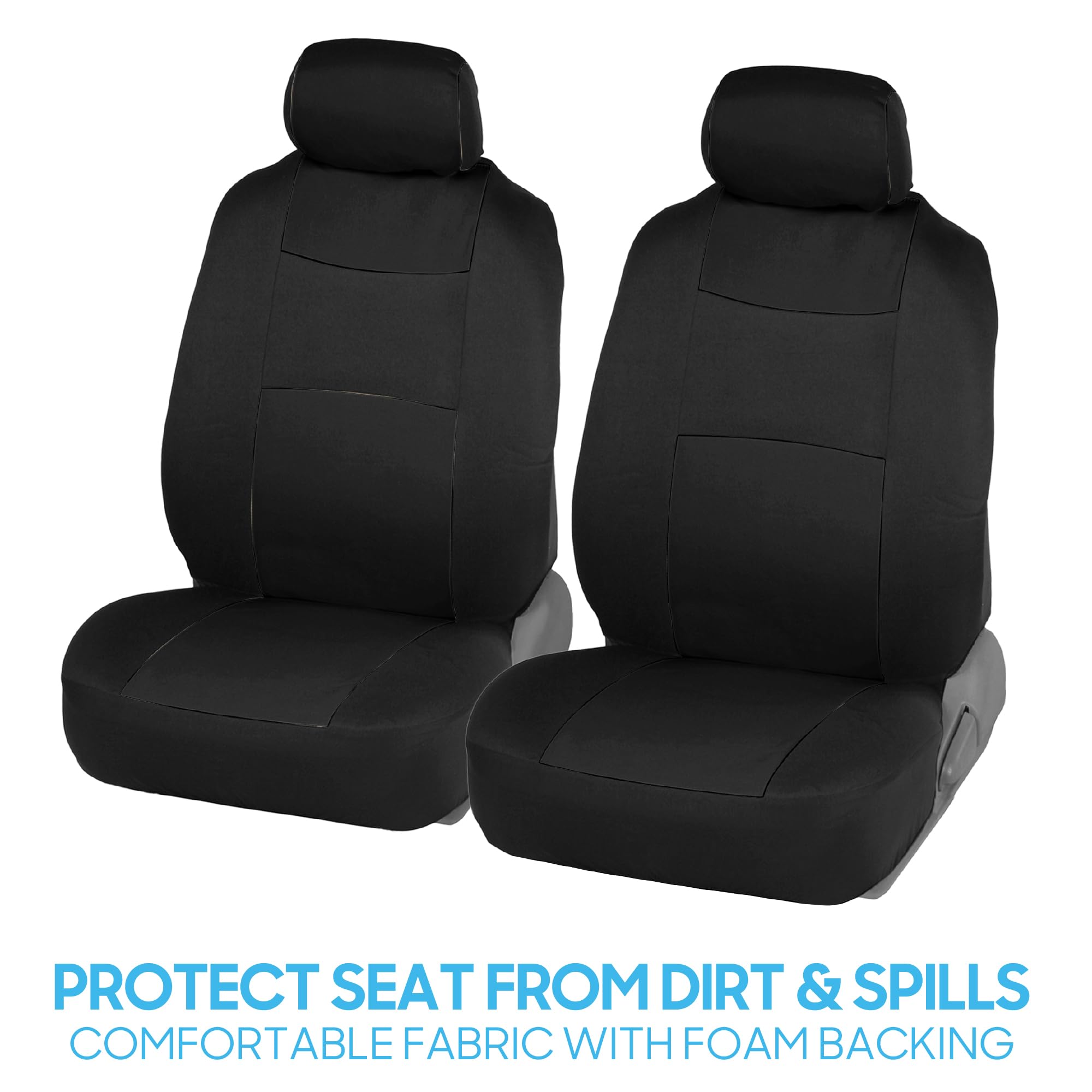 Bdk Polypro Black Car Seat Covers Full Set With Matching Carpet Floor Mats - Automotive Seat Covers For Cars Trucks Suv - Includ