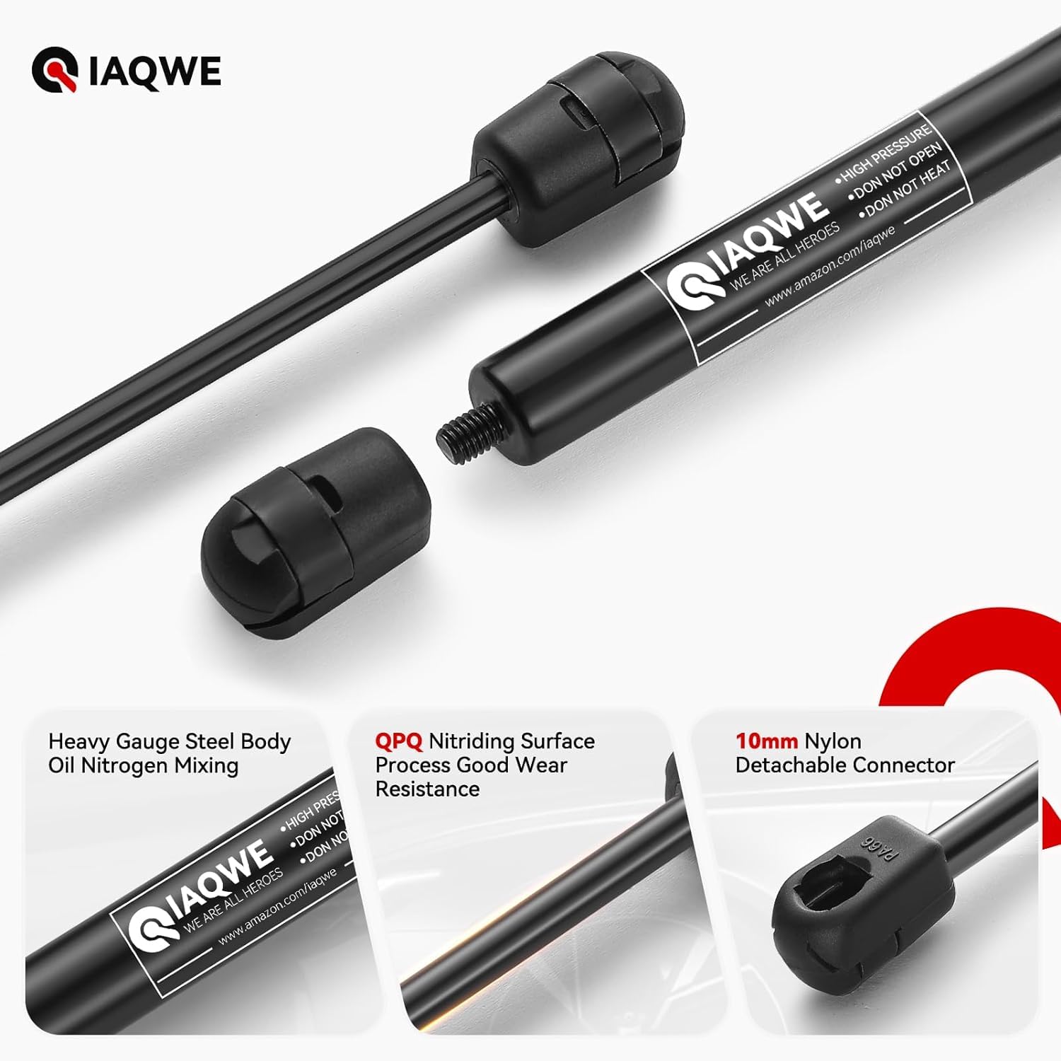 Iaqwe 15Inch 67Lb/300N Gas Struts Shocks Springs 15'' Lift Support For Snugtop Are Leer Truck Camper Shell Topper Rear Cap Windo